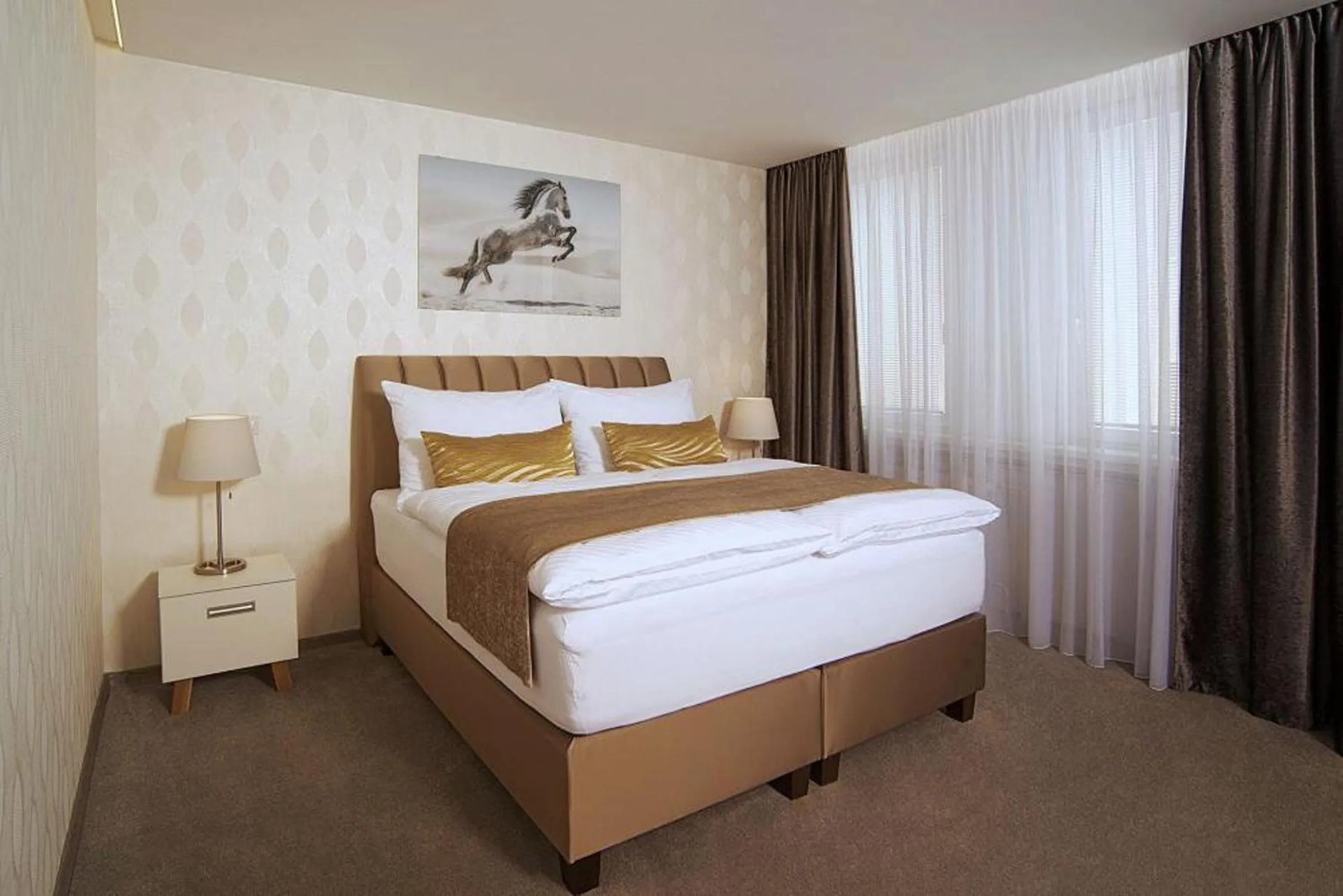 Bedroom, Bed in Privilege Apartments