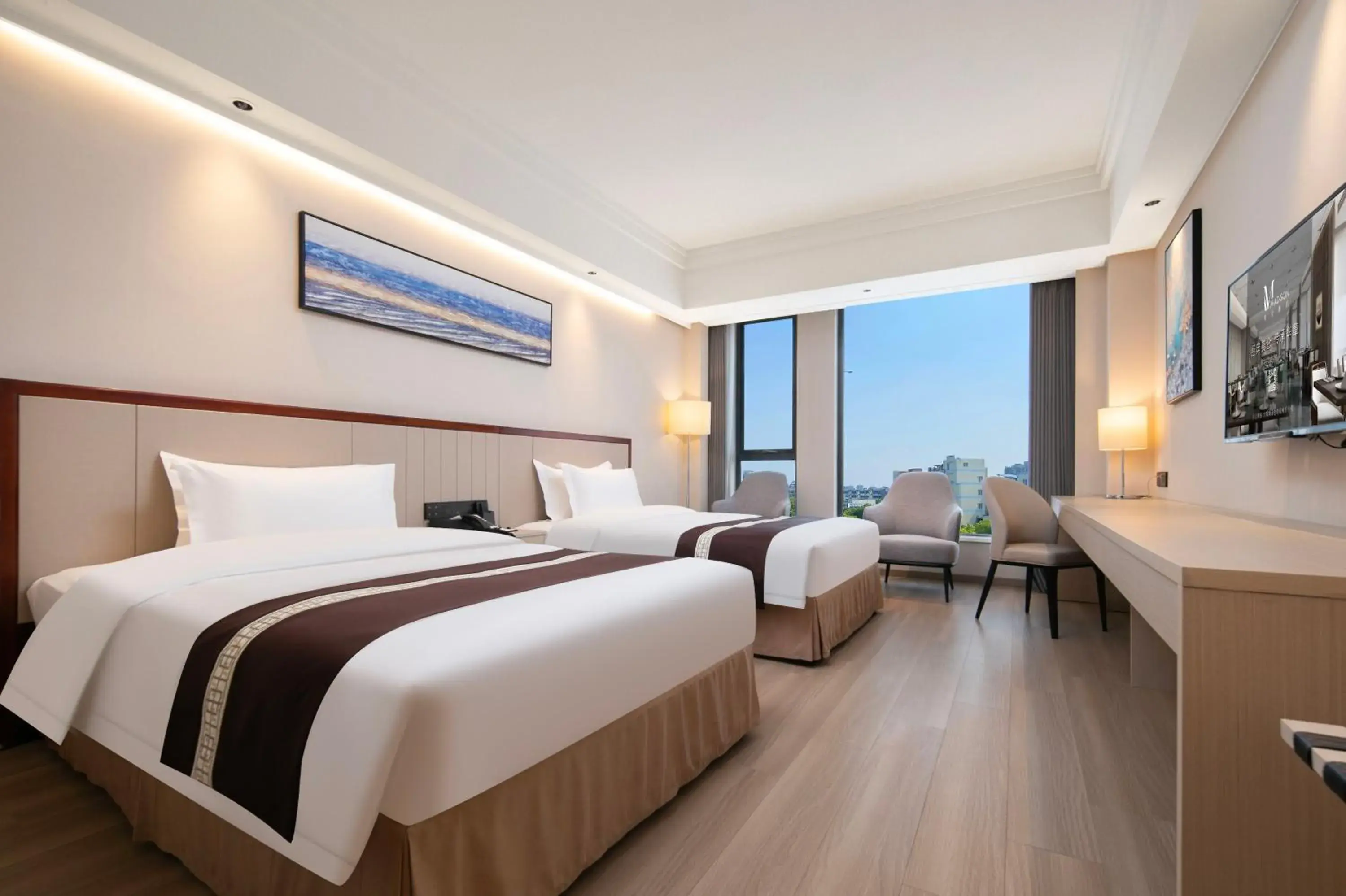 Bed in Meilun Hotel Shanghai Hongqiao Hub Bed in Meilun Hotel Shanghai Hongqiao Hub