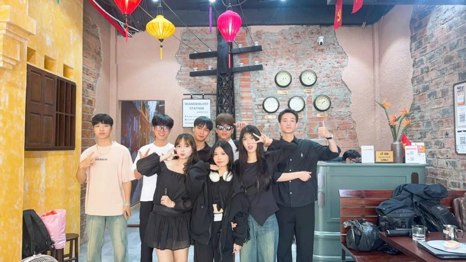 group of guests in Wanderlust Station Hostel