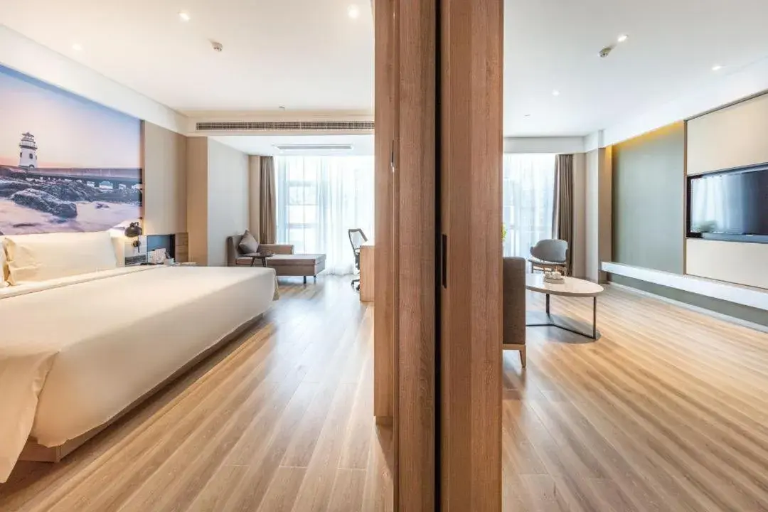Bed in Atour Hotel Zhuhai Xiangzhou Aoyuan Plaza Bed in Atour Hotel Zhuhai Xiangzhou Aoyuan Plaza