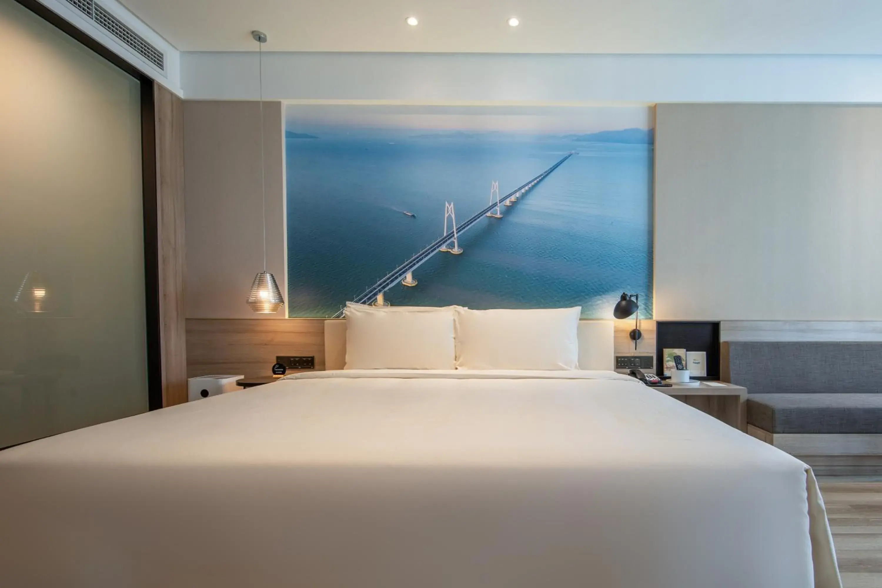 Bed in Atour Hotel Zhuhai Xiangzhou Aoyuan Plaza Bed in Atour Hotel Zhuhai Xiangzhou Aoyuan Plaza