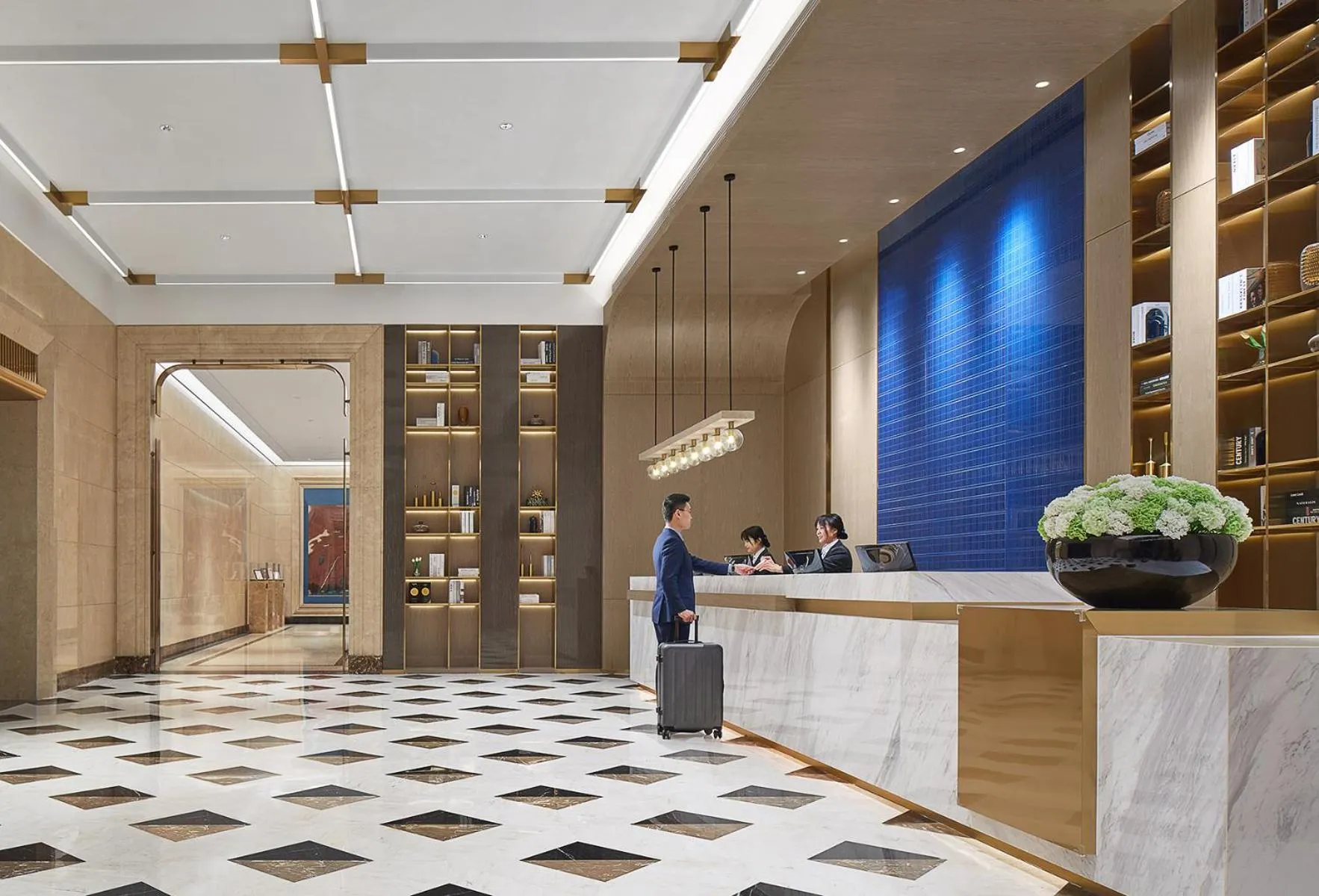 Lobby or reception in Echarm plus International Hotel Guangzhou Changgang Metro Station Branch - Free Shuttle Bus to Canton Fair Complex During Canton Fair Period