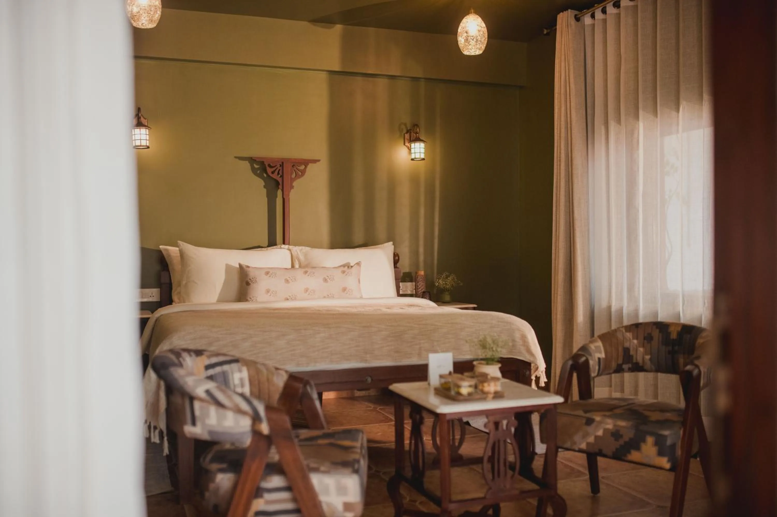 Seating area, Bed in Brij Paraiso Saligao, Goa - An Indo-Portuguese Villa