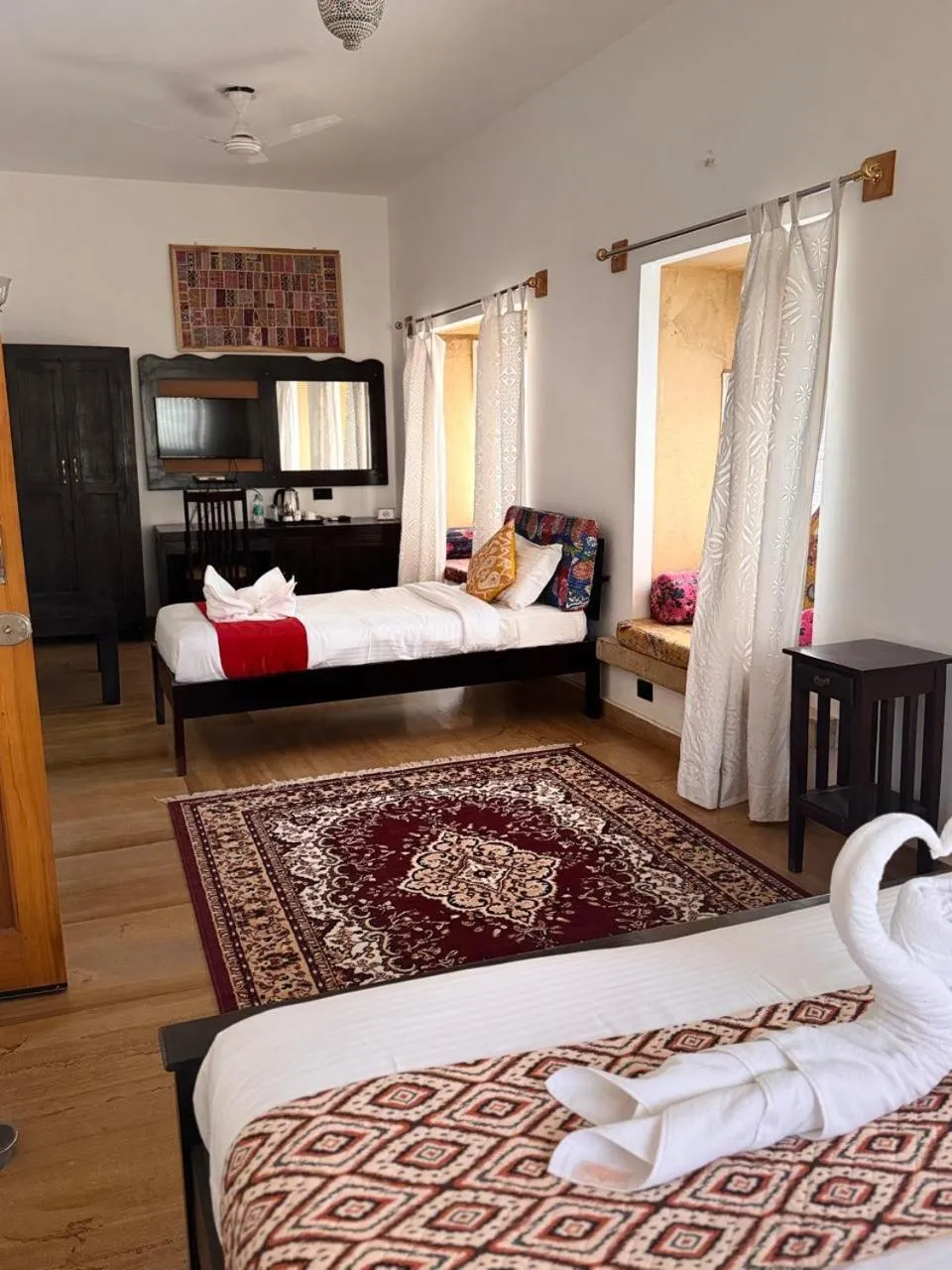 Bed in Hotel Jaisan Haveli