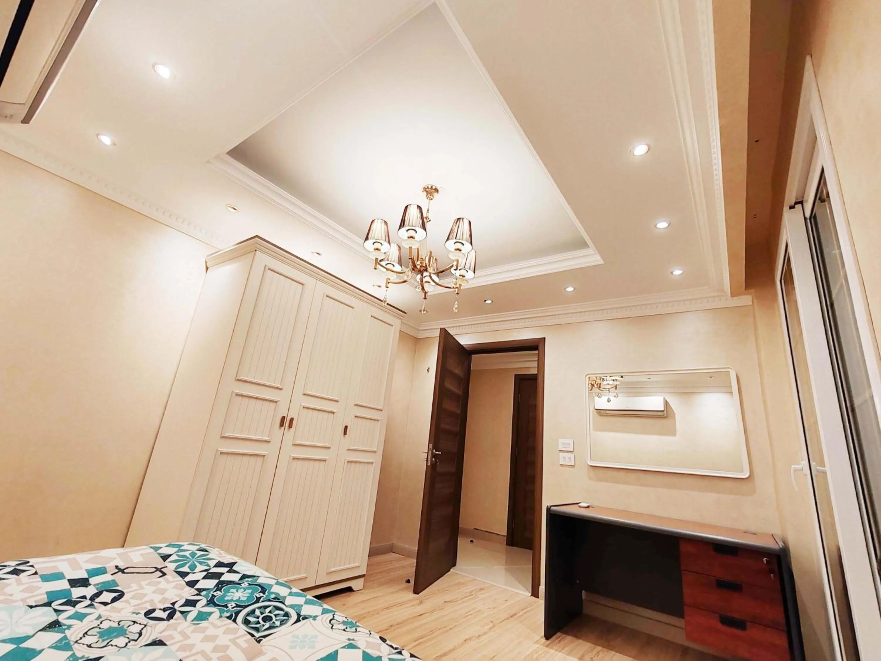 Bedroom, Bed in Furnished Flat In Rehab New Cairo