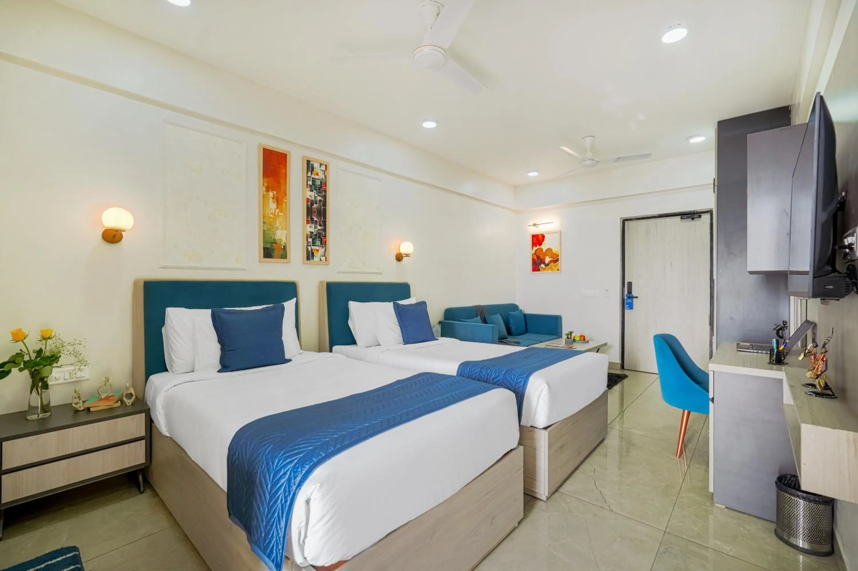 Bedroom, Bed in Urban Suites by BluSalzz, Jaipur - Rajasthan