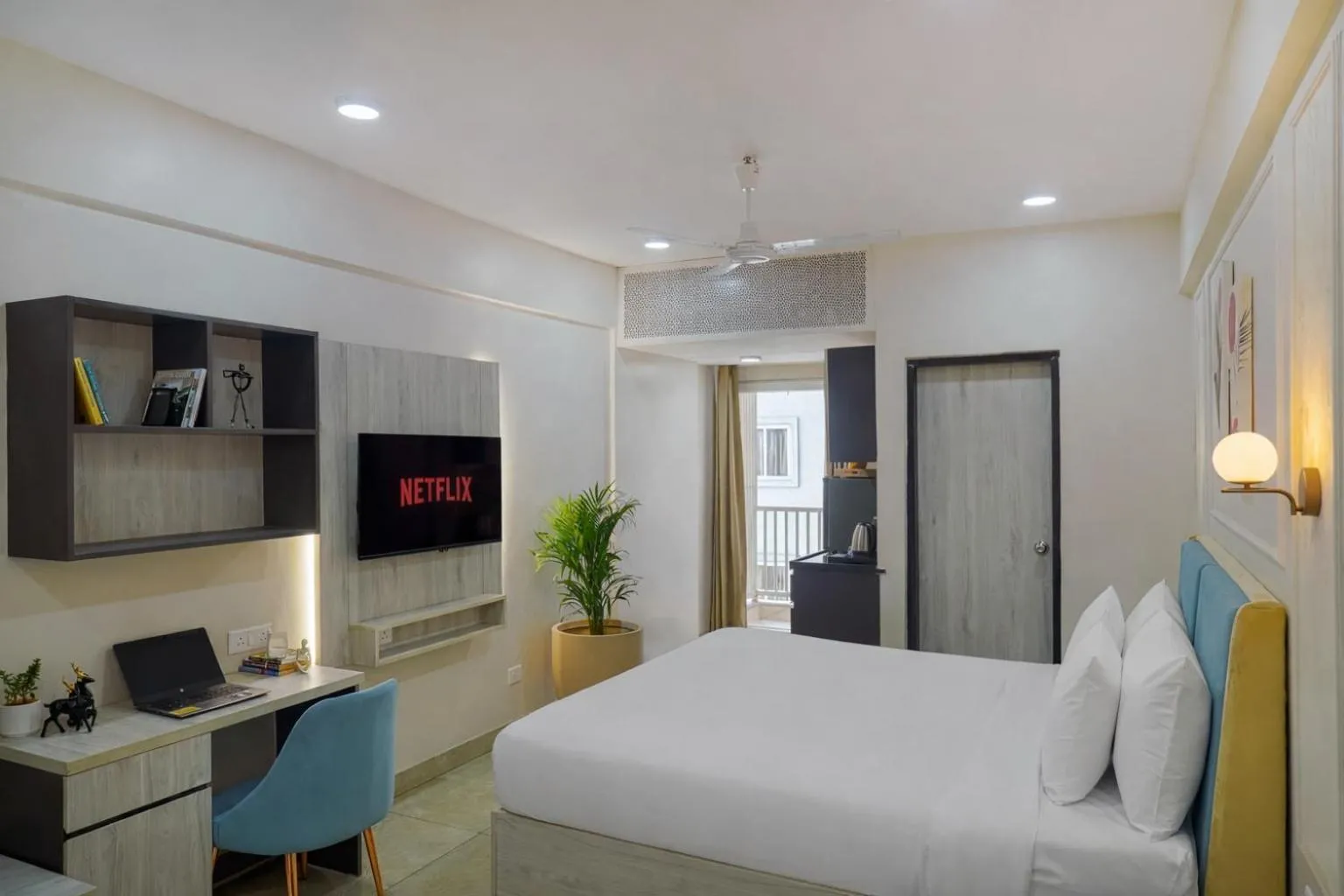 Bedroom, Bed in Urban Suites by BluSalzz, Jaipur - Rajasthan