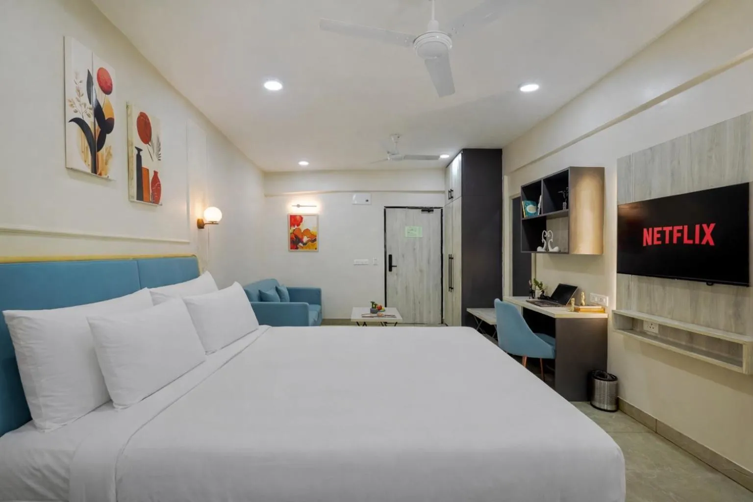 Bedroom, Bed in Urban Suites by BluSalzz, Jaipur - Rajasthan