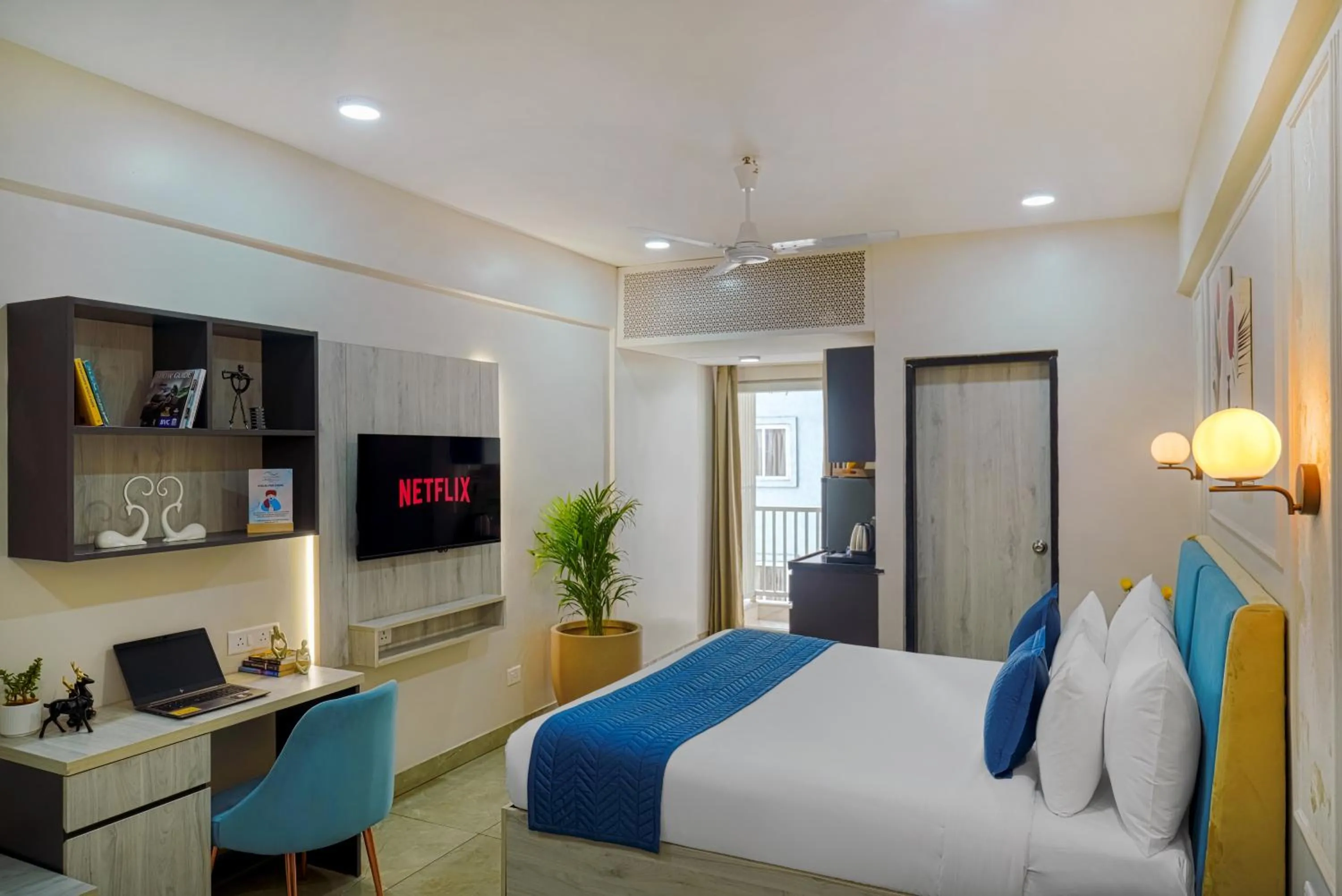 Bedroom, Bed in Urban Suites by BluSalzz, Jaipur - Rajasthan