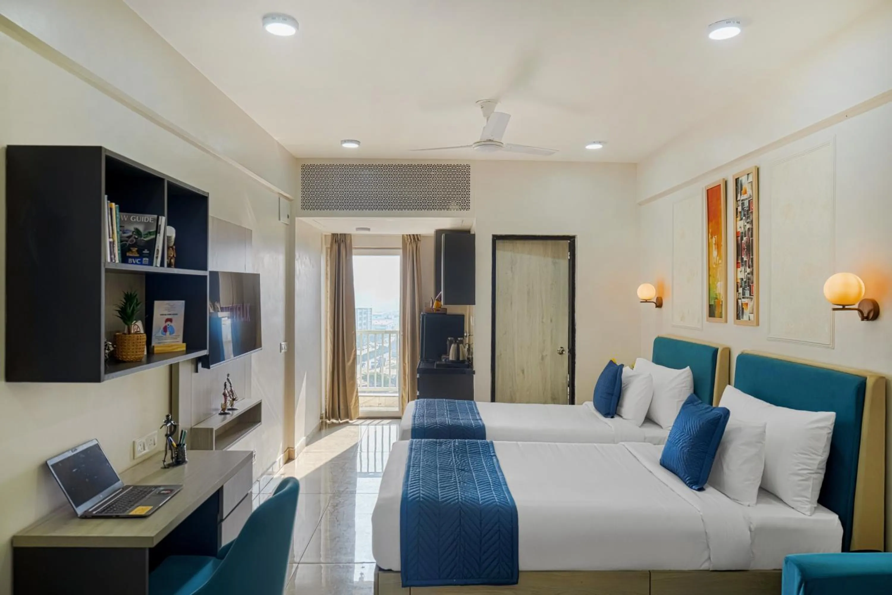 Bedroom, Bed in Urban Suites by BluSalzz, Jaipur - Rajasthan
