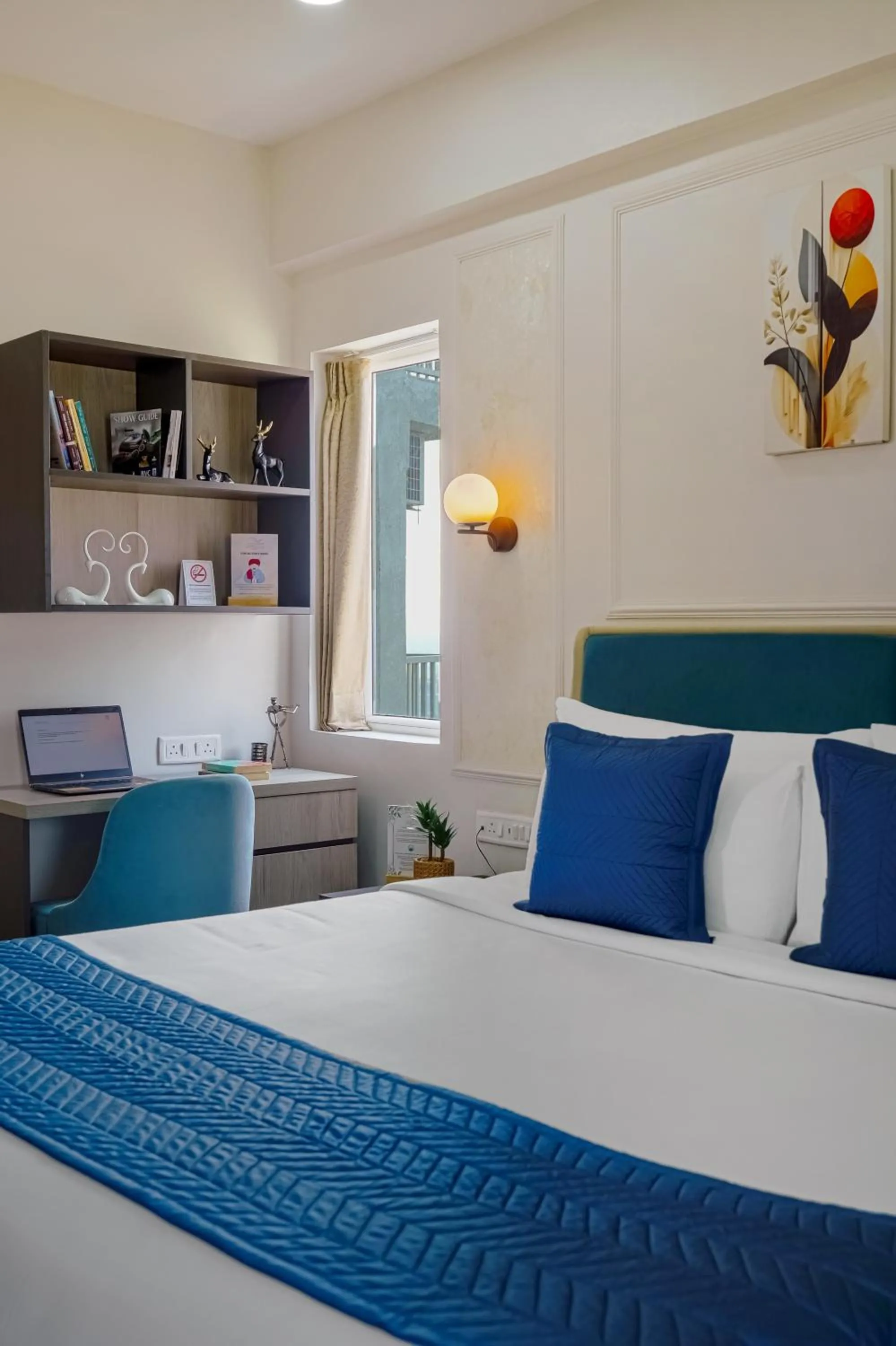 Bedroom, Bed in Urban Suites by BluSalzz, Jaipur - Rajasthan