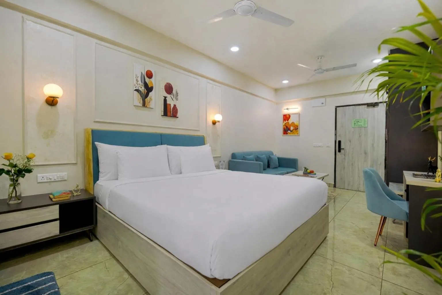 Bedroom, Bed in Urban Suites by BluSalzz, Jaipur - Rajasthan