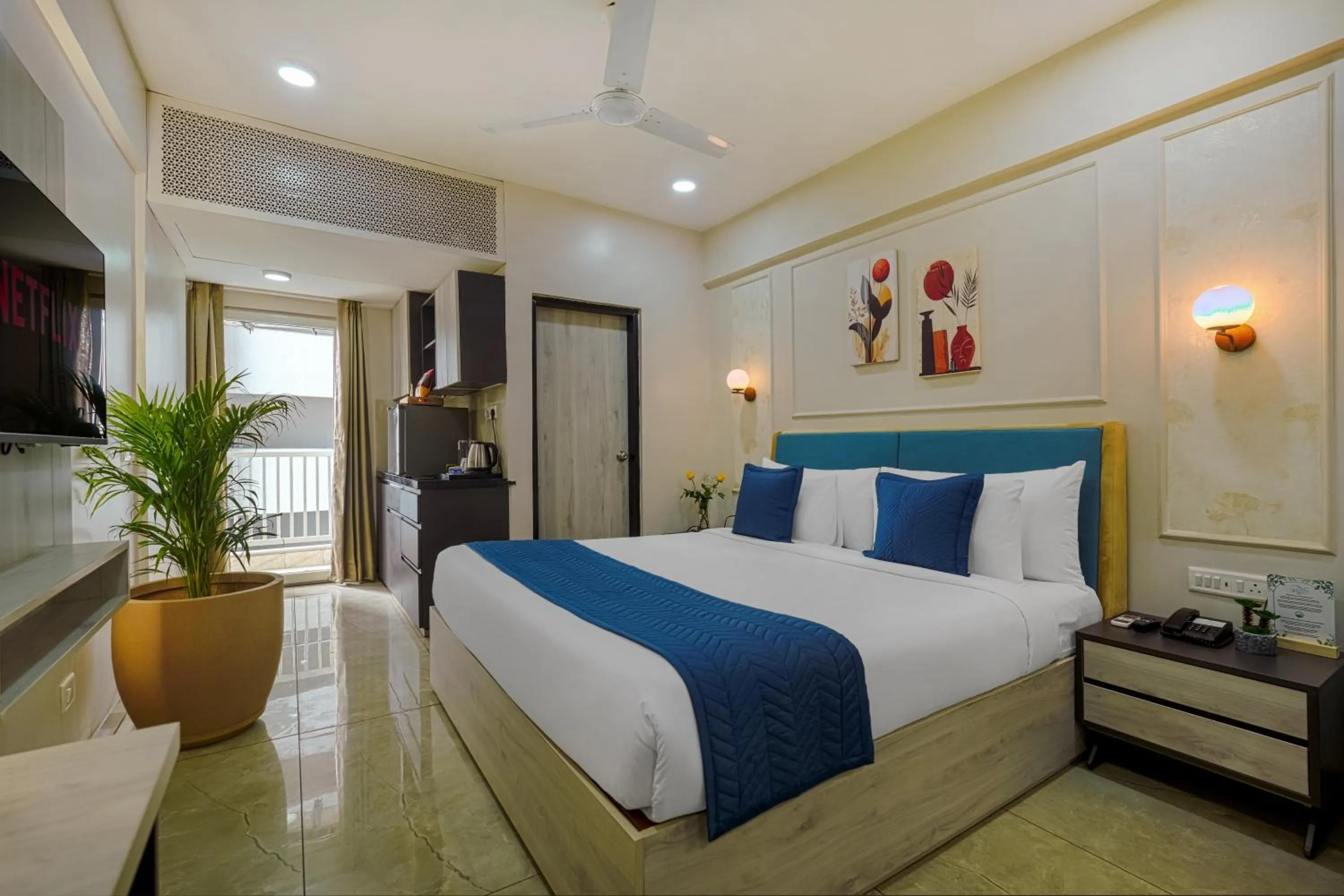 Bedroom, Bed in Urban Suites by BluSalzz, Jaipur - Rajasthan
