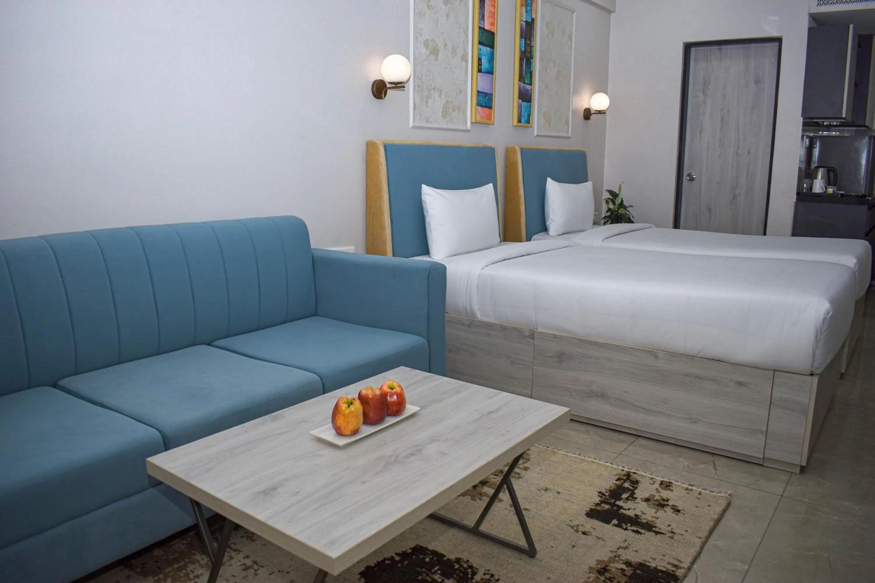 Bedroom, Bed in Urban Suites by BluSalzz, Jaipur - Rajasthan