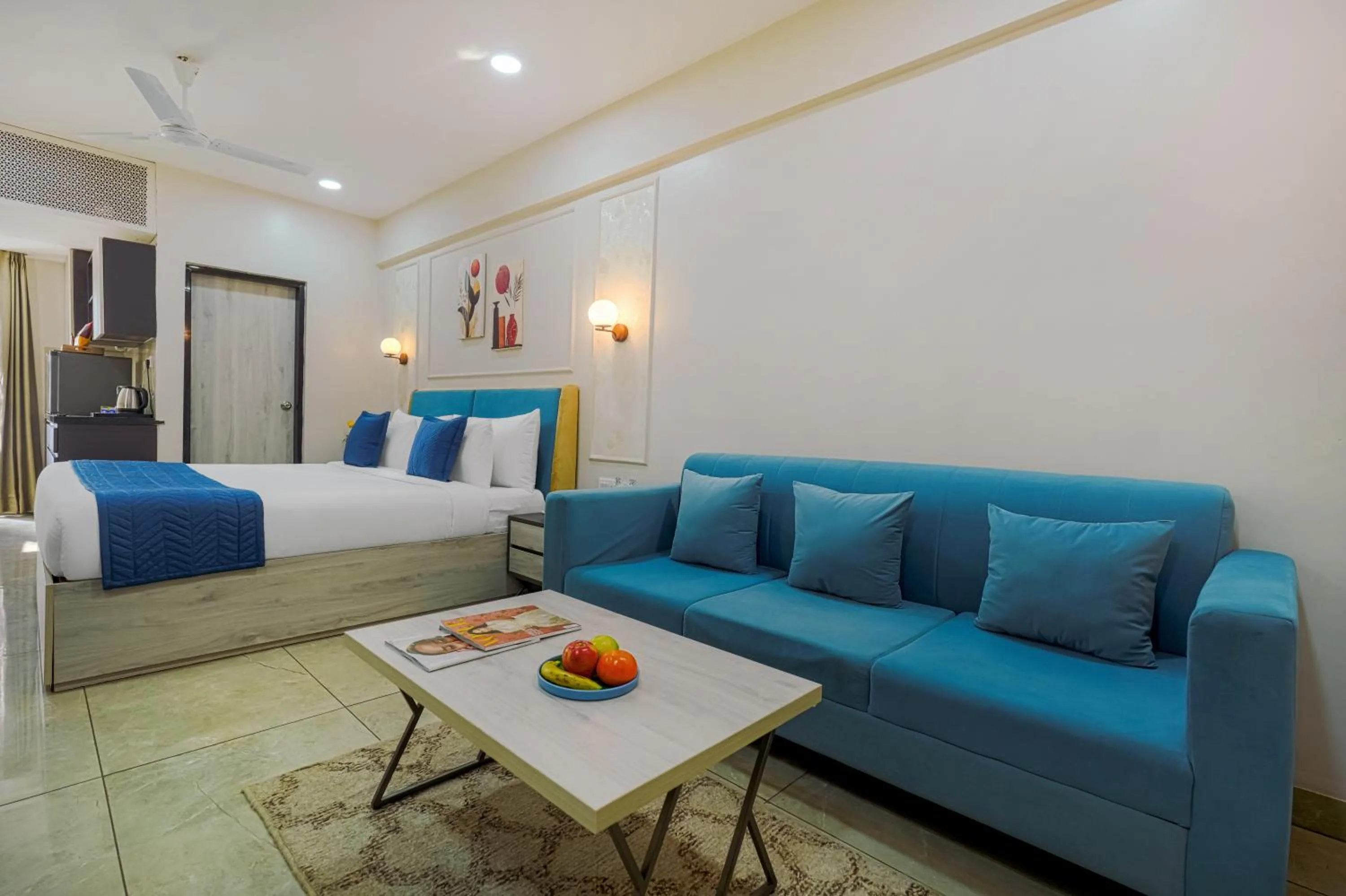 Bedroom, Bed in Urban Suites by BluSalzz, Jaipur - Rajasthan