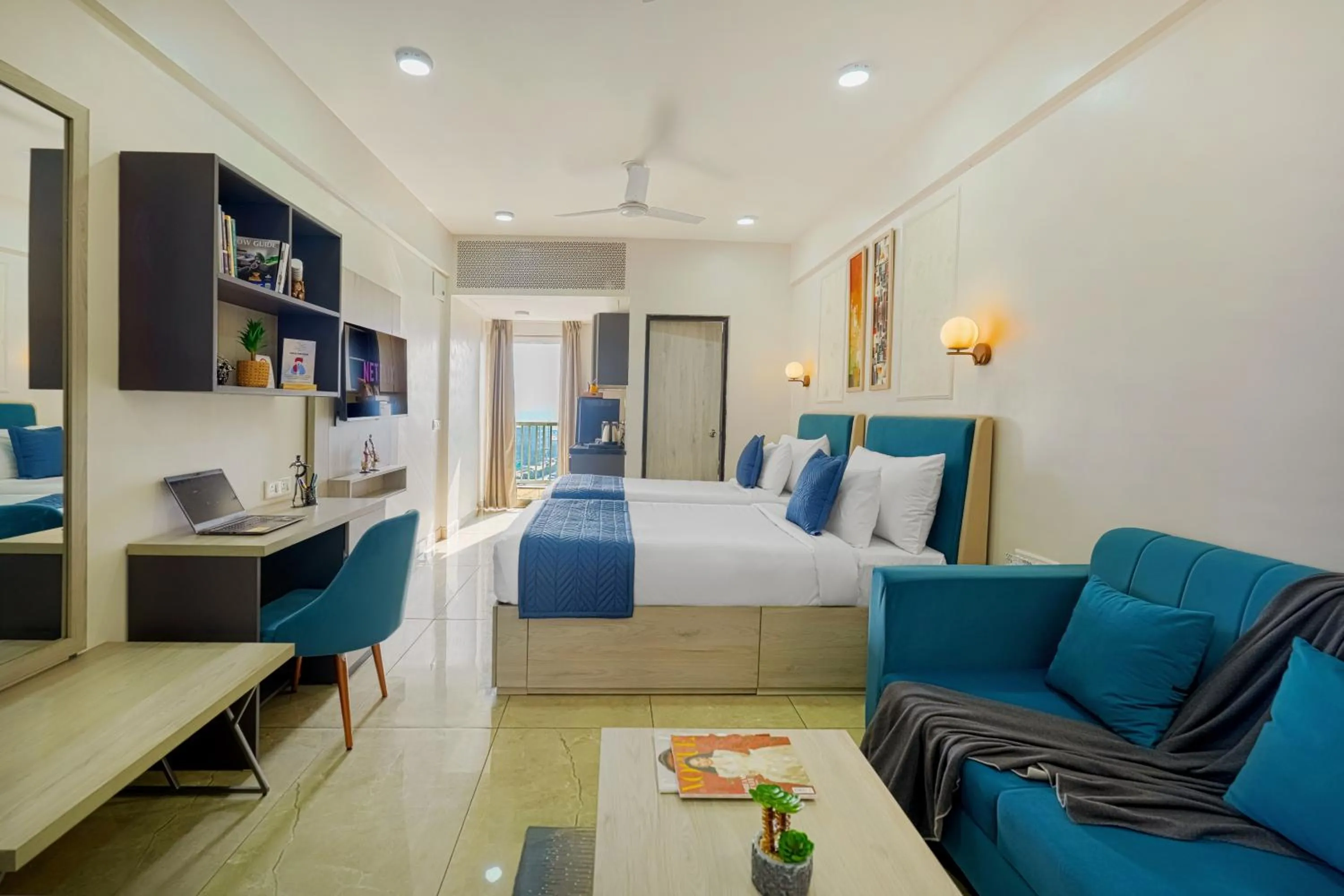 Bedroom, Bed in Urban Suites by BluSalzz, Jaipur - Rajasthan