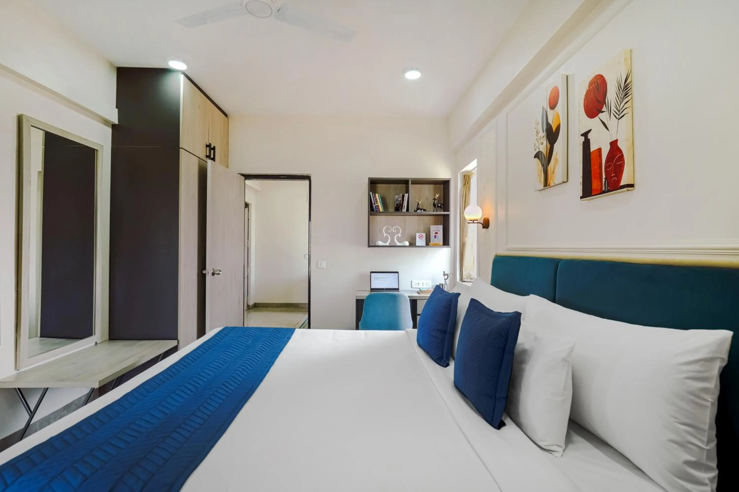 Bedroom, Bed in Urban Suites by BluSalzz, Jaipur - Rajasthan