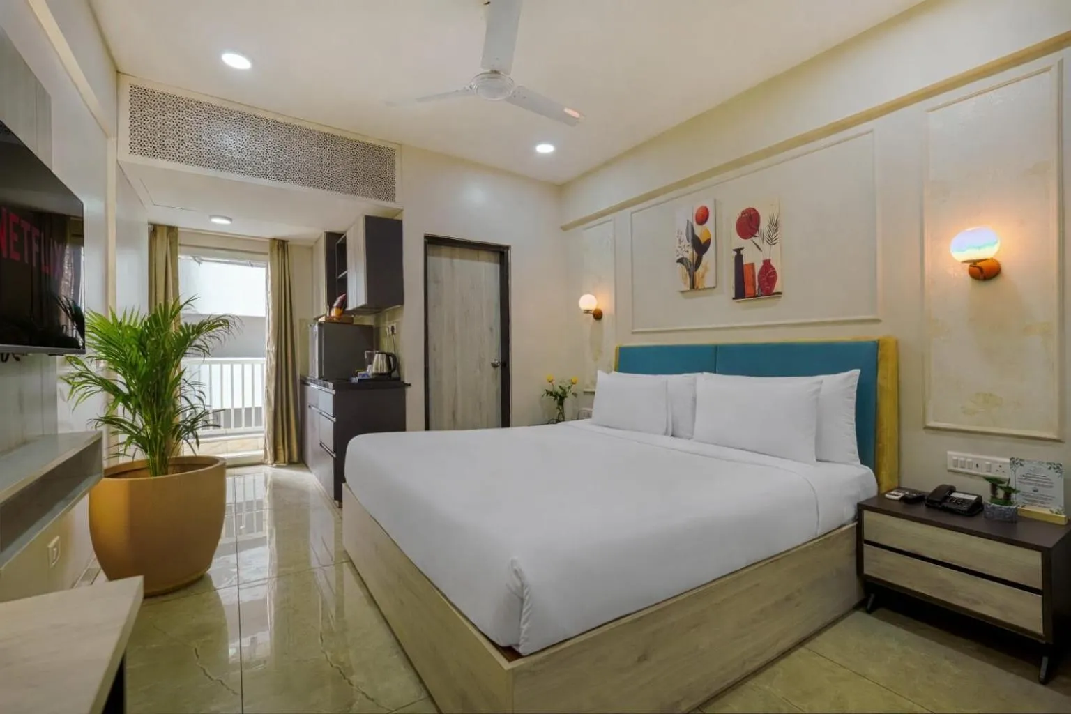 Bedroom, Bed in Urban Suites by BluSalzz, Jaipur - Rajasthan