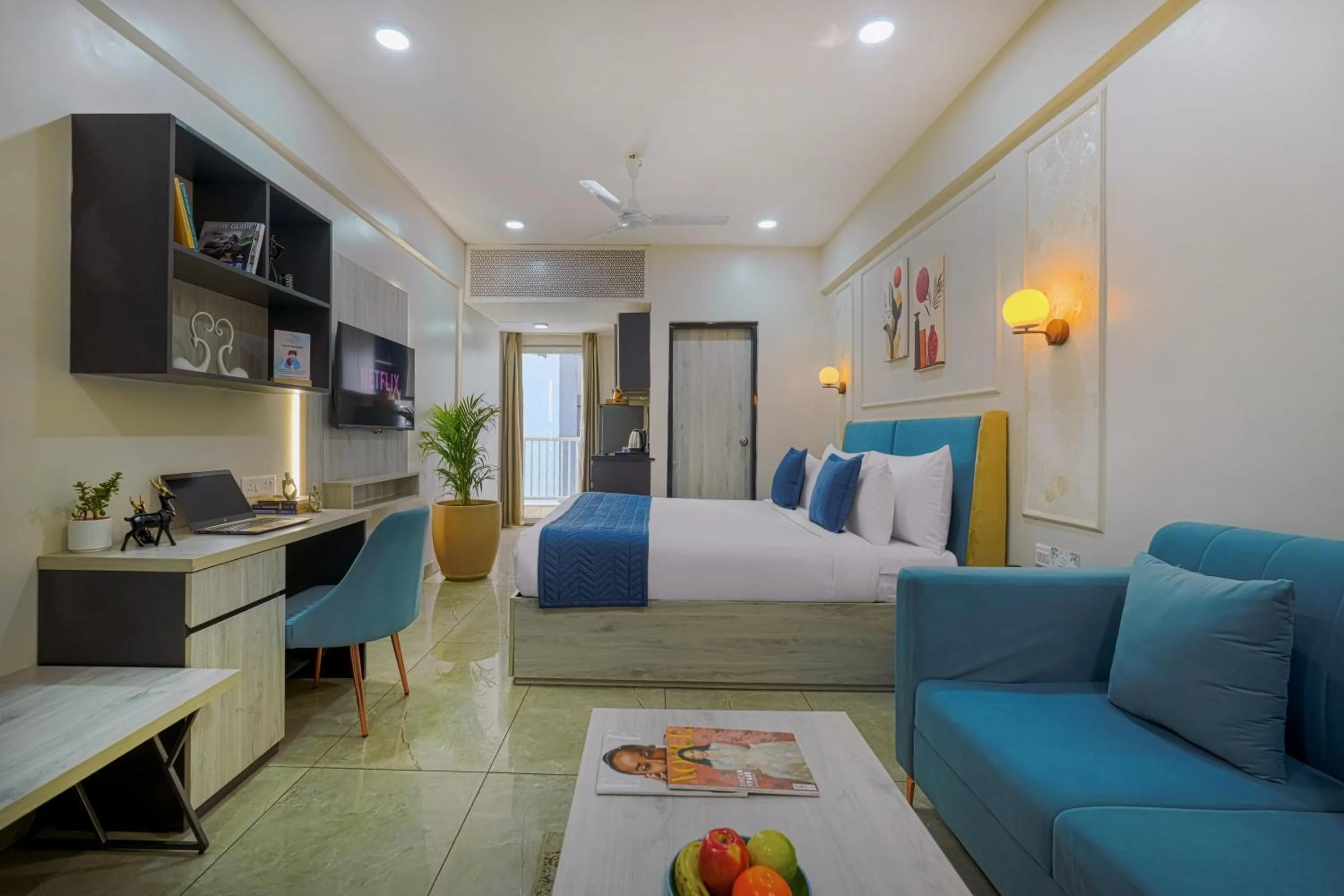 Bedroom, Bed in Urban Suites by BluSalzz, Jaipur - Rajasthan
