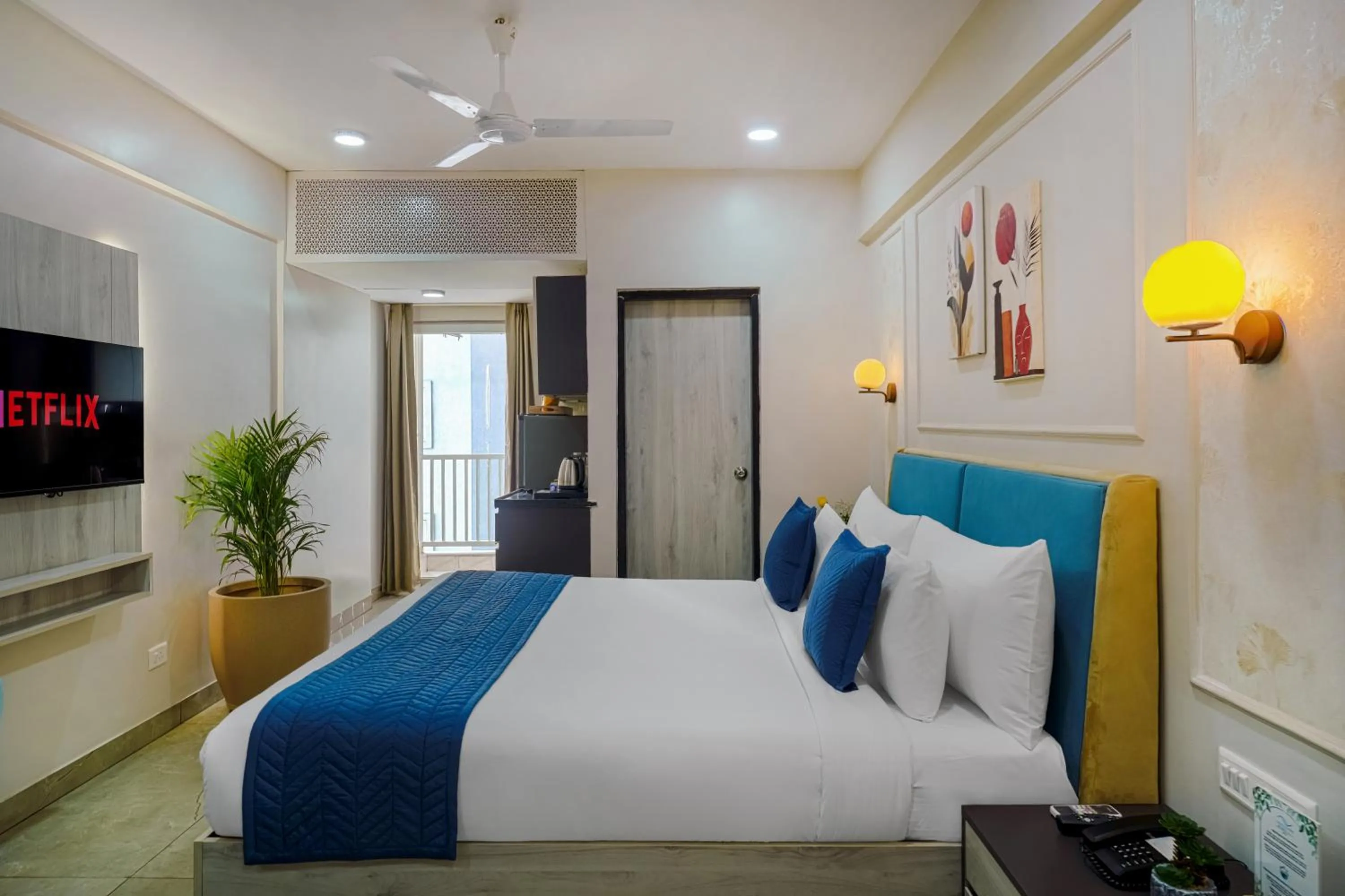 Bedroom, Bed in Urban Suites by BluSalzz, Jaipur - Rajasthan