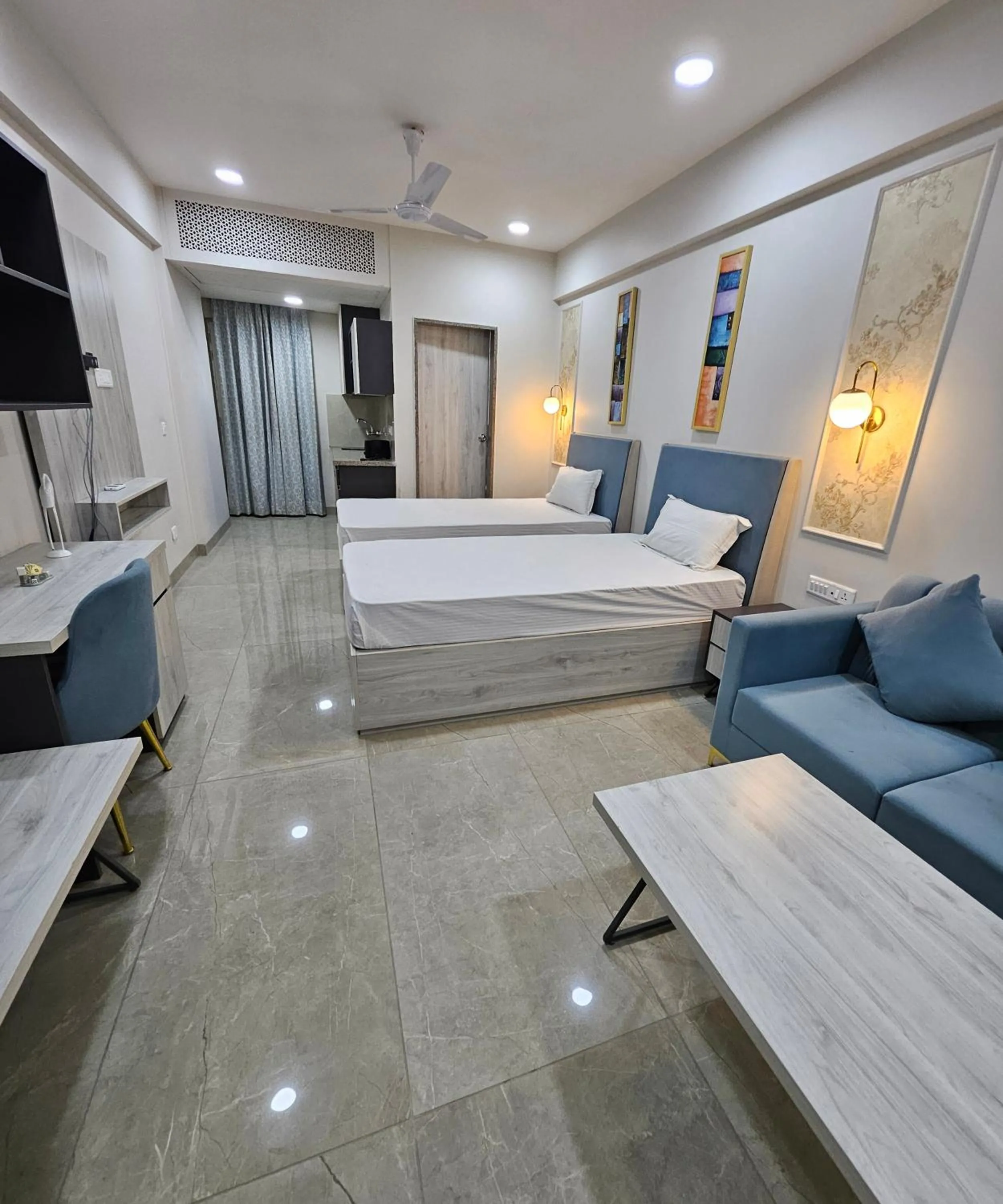 Bedroom, Bed in Urban Suites by BluSalzz, Jaipur - Rajasthan