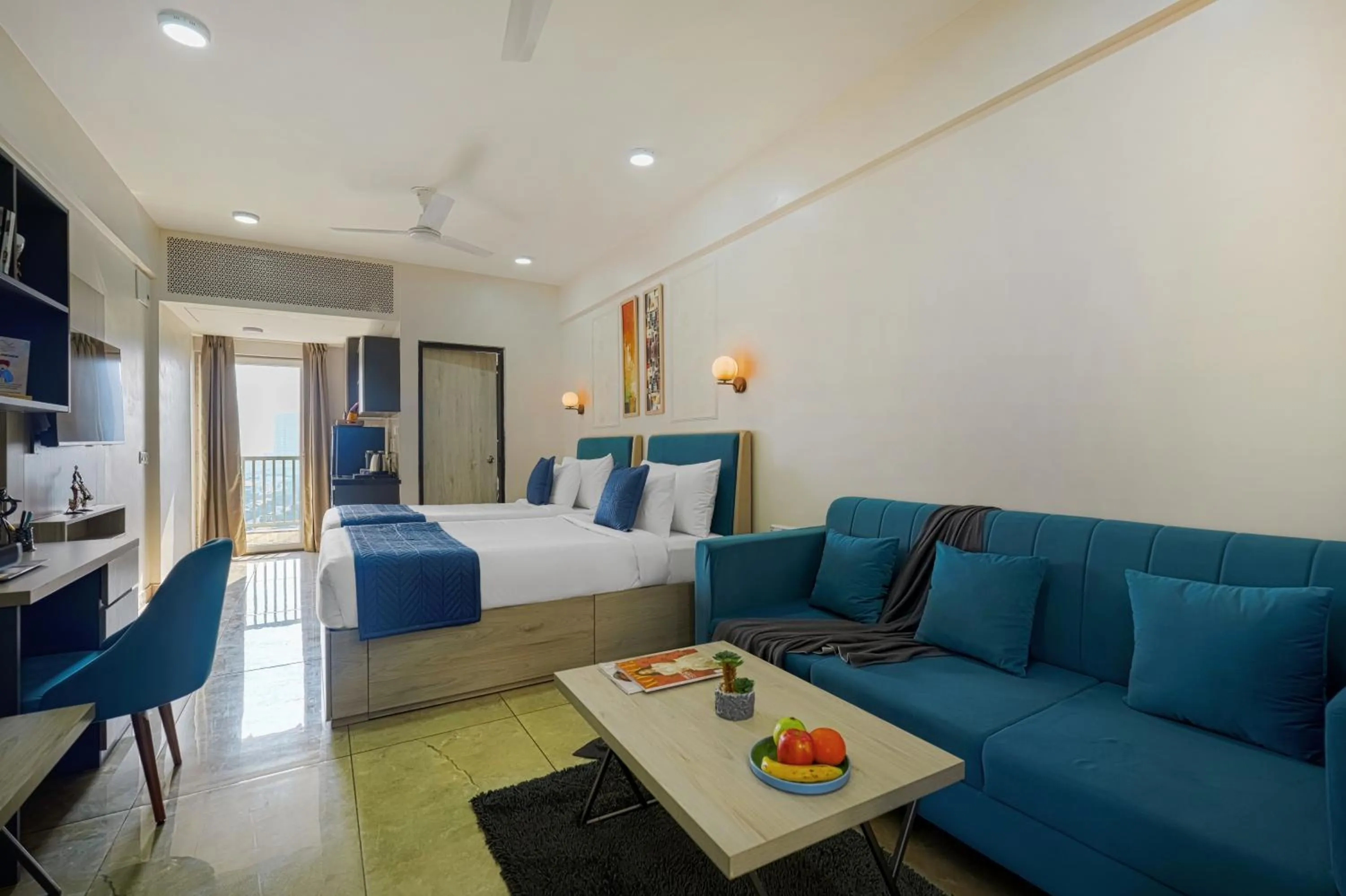 Bedroom, Bed in Urban Suites by BluSalzz, Jaipur - Rajasthan