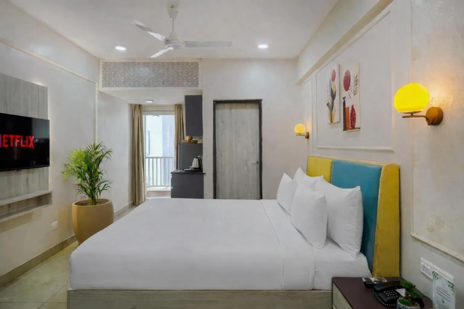 Bedroom, Bed in Urban Suites by BluSalzz, Jaipur - Rajasthan