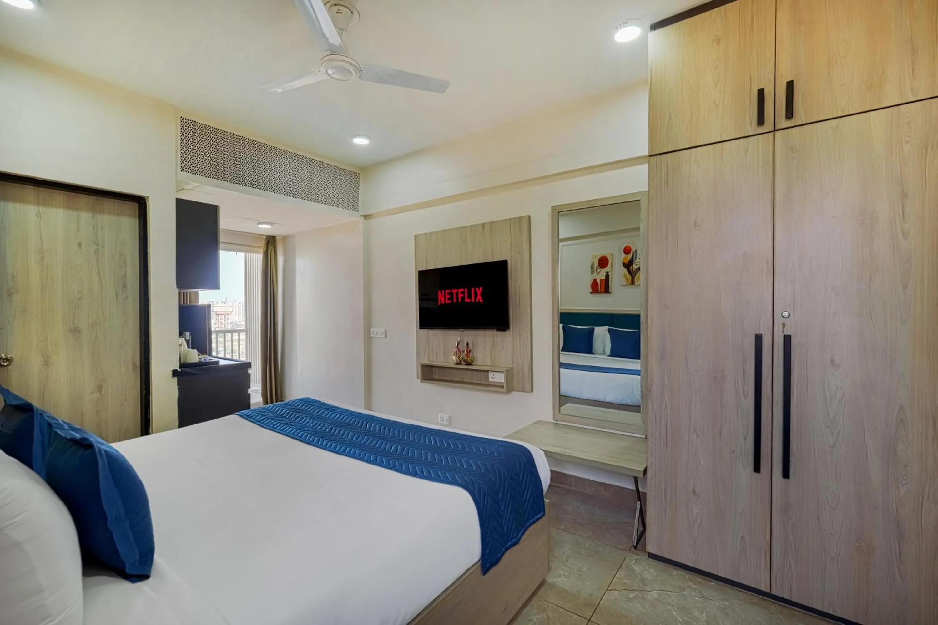 Bedroom, Bed in Urban Suites by BluSalzz, Jaipur - Rajasthan
