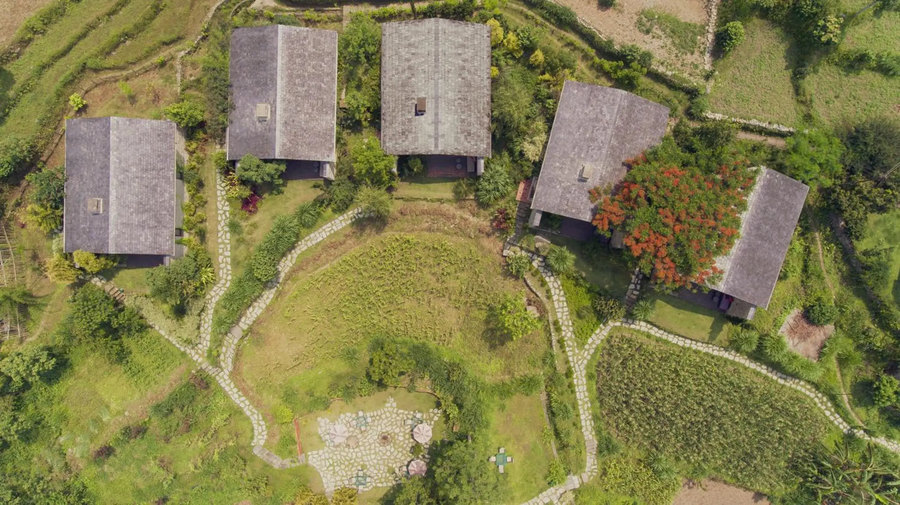 Bird's eye view in The Pavilions Himalayas The Farm Bird's eye view in The Pavilions Himalayas The Farm