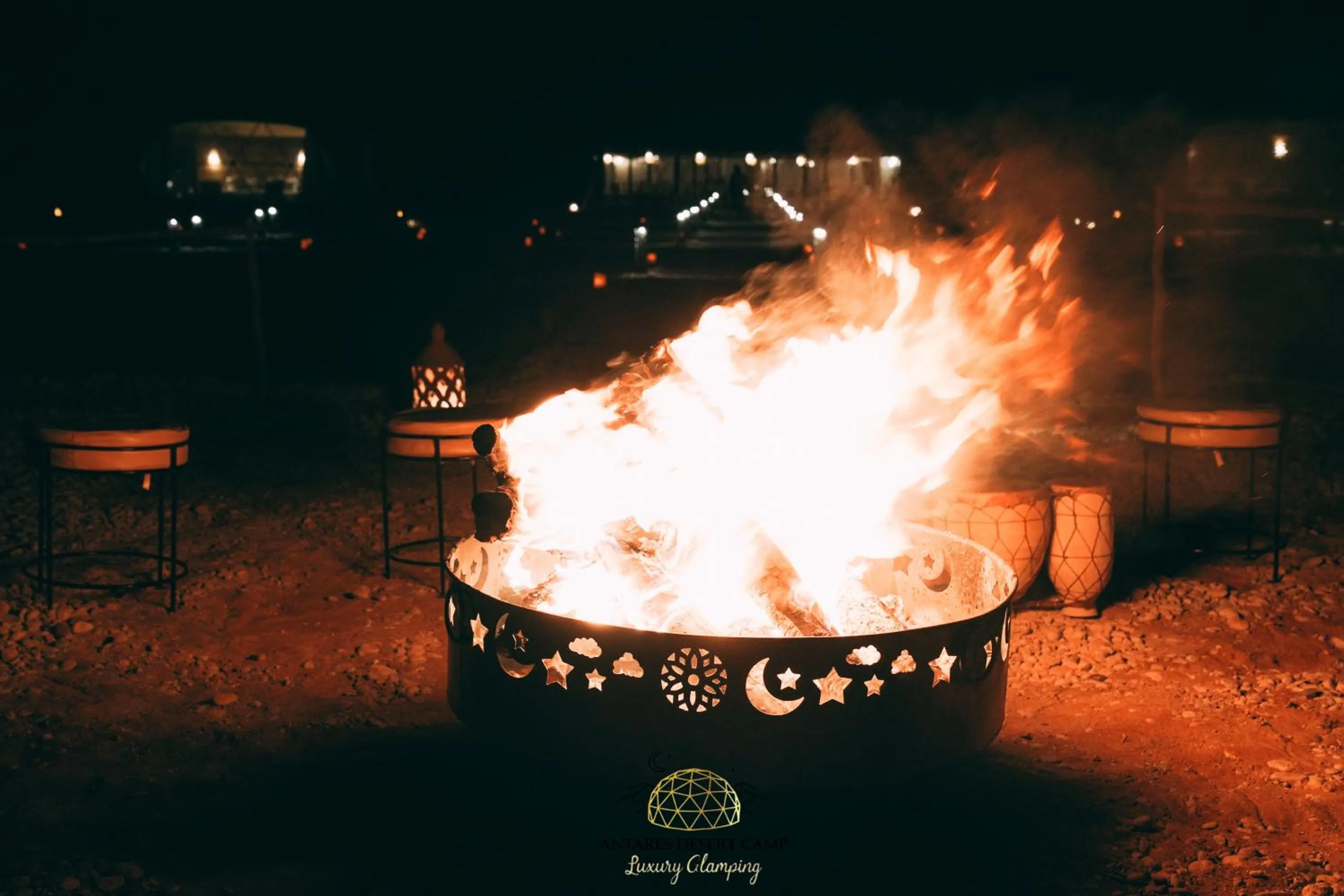 fireplace in Antares Desert Camp