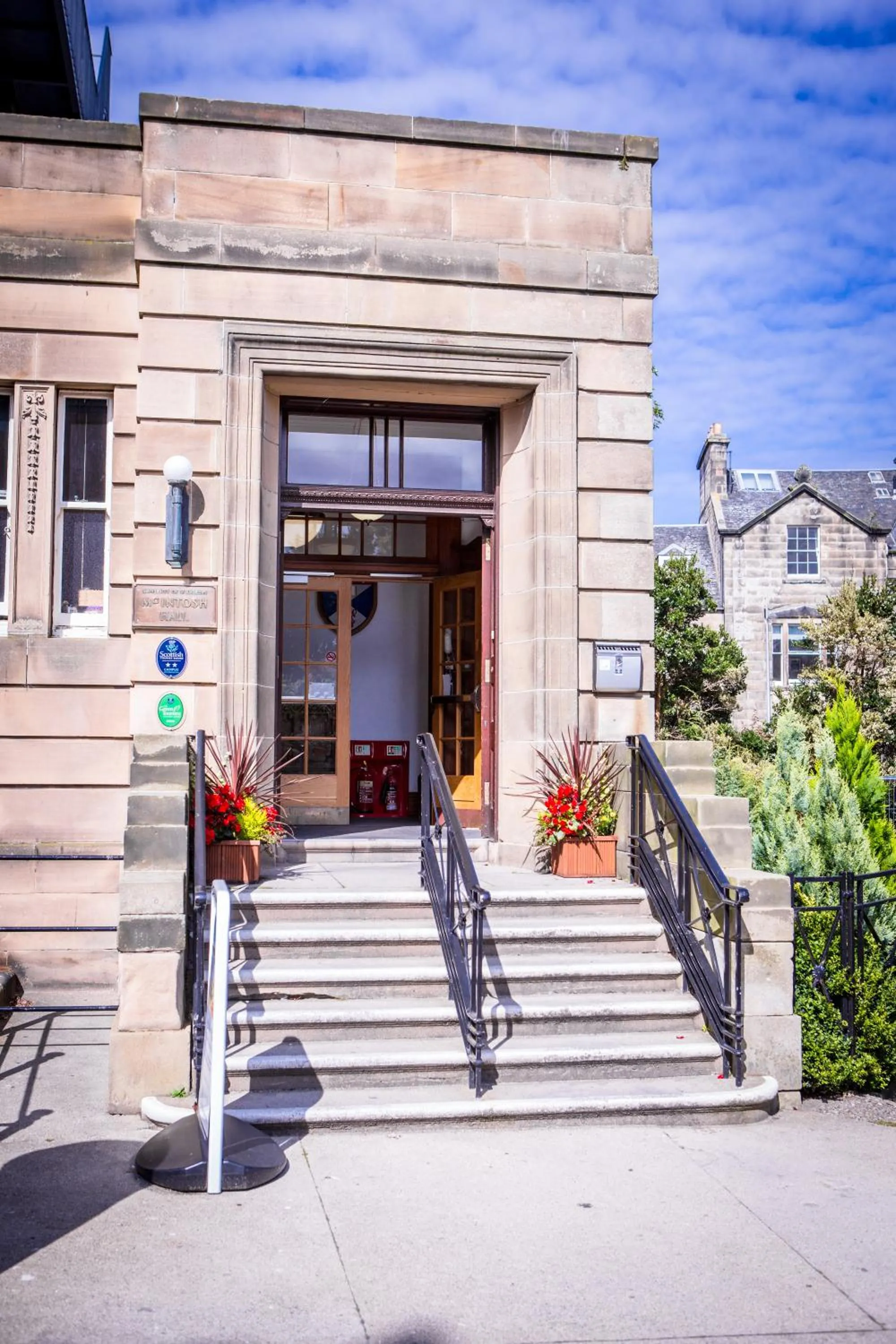 Facade/entrance in McIntosh Hall - Campus Accommodation