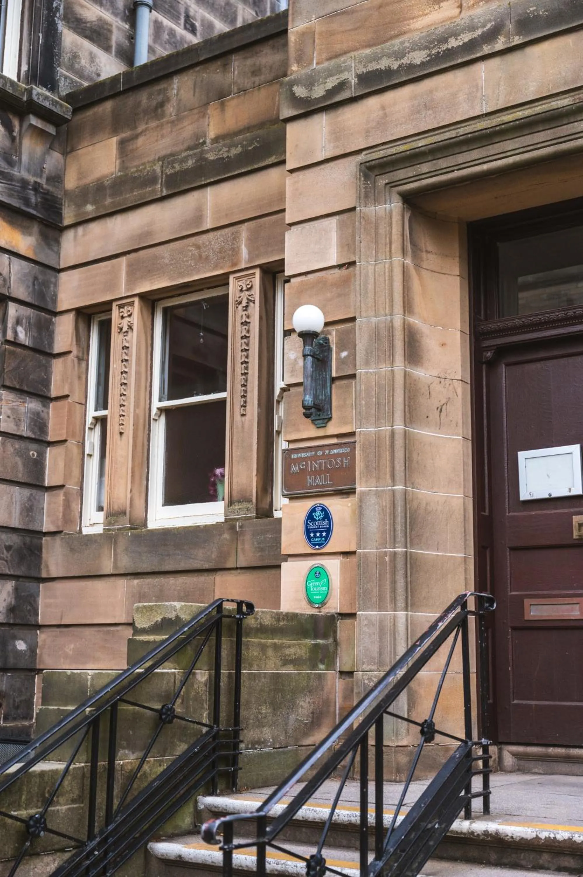 Facade/entrance in McIntosh Hall - Campus Accommodation