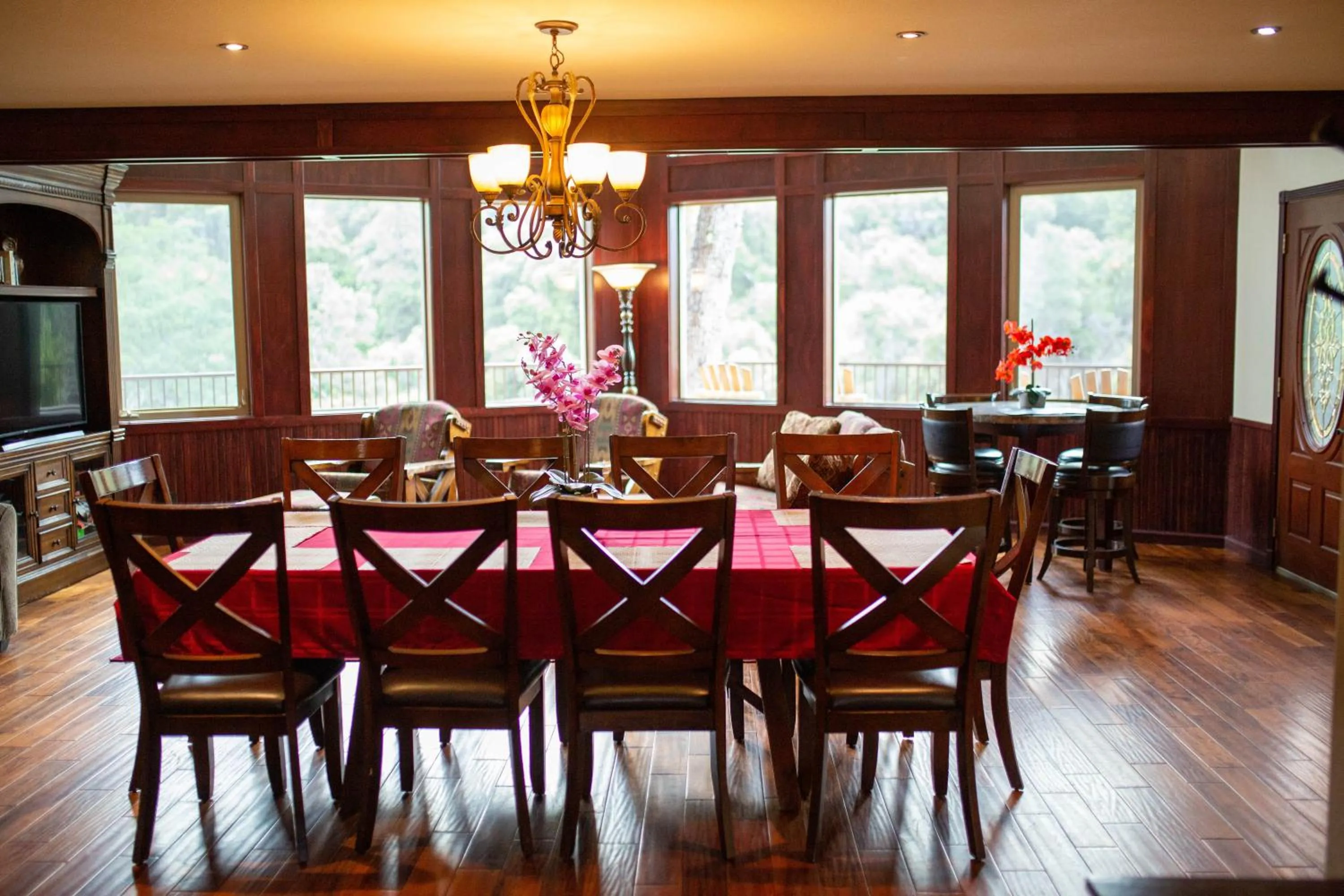 Dining area in Riverfront Property with Waterfalls near Yosemite and Bass Lake