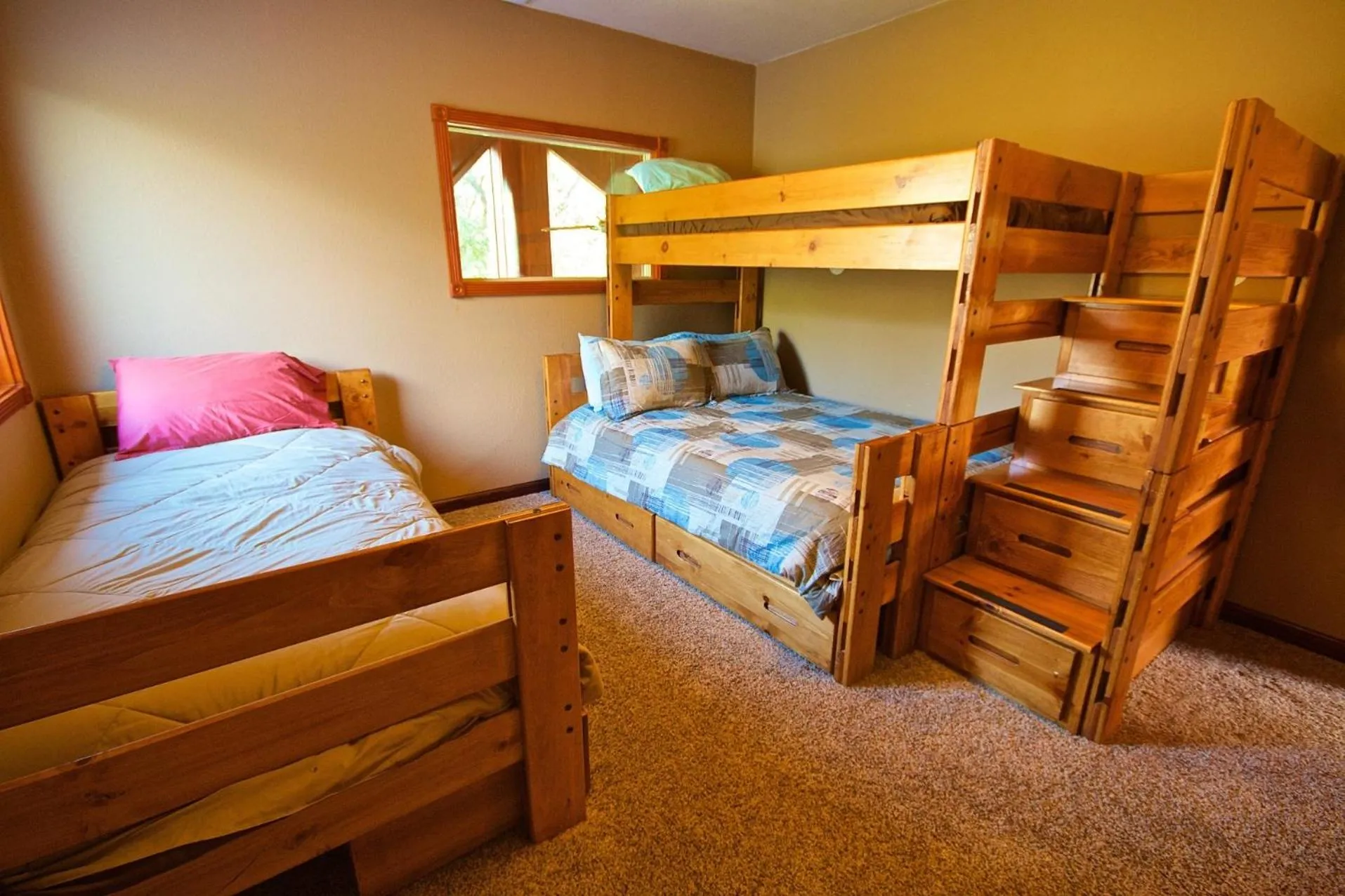 Bedroom, Bed in Riverfront Property with Waterfalls near Yosemite and Bass Lake