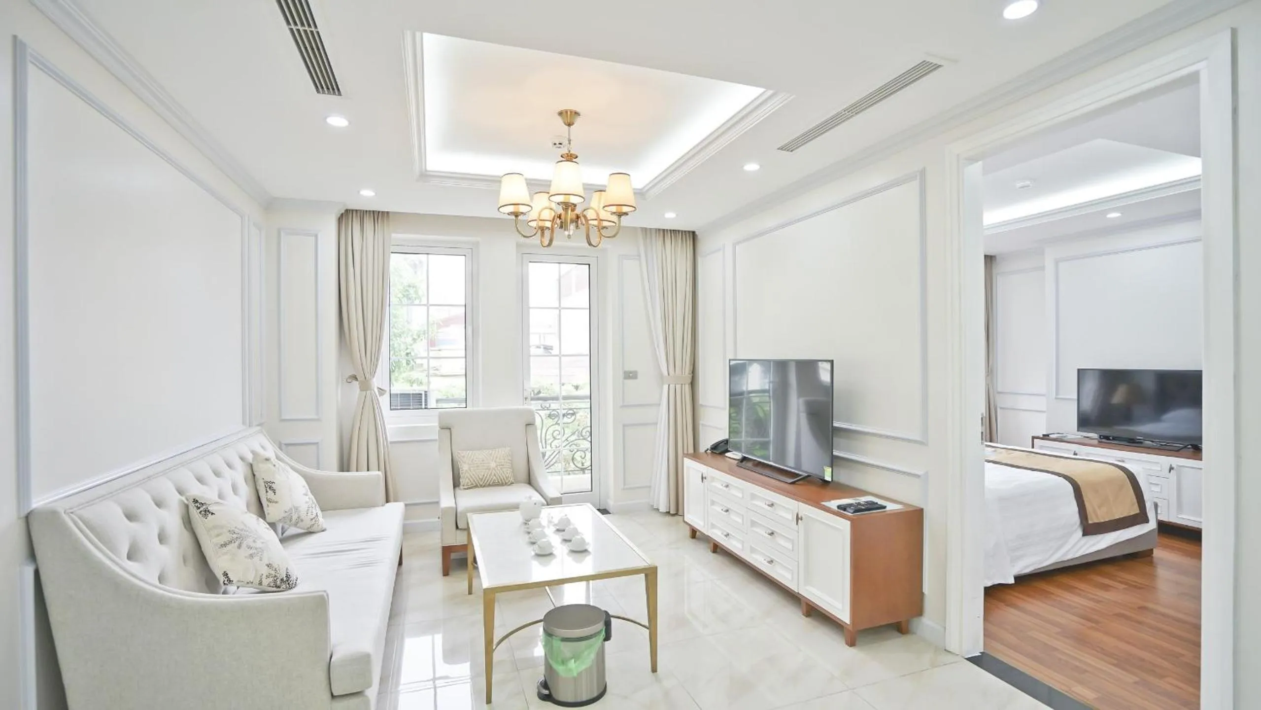 Living room, Bed in Luxe Paradise Residence 79 Nguyen Du