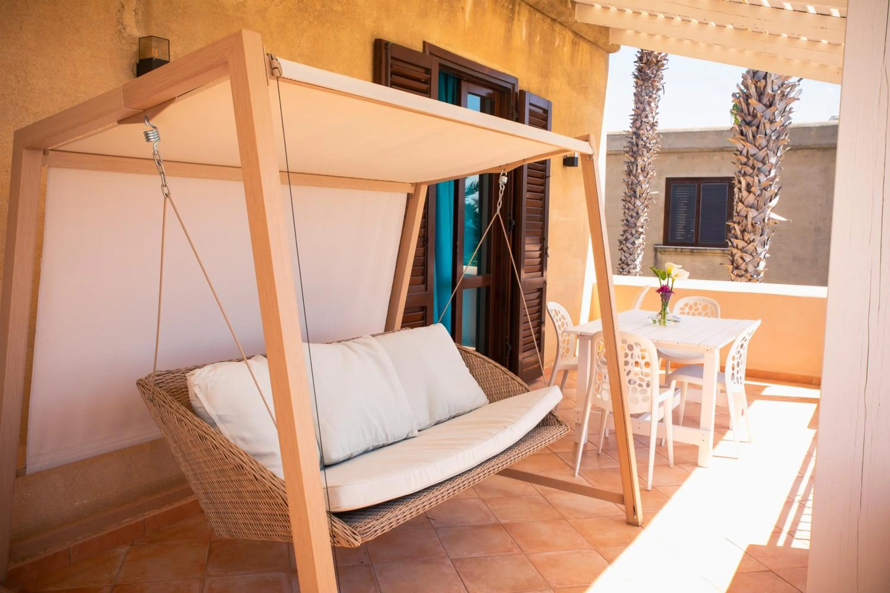 Balcony/Terrace, Bed in Resort Santa Maria Hotel