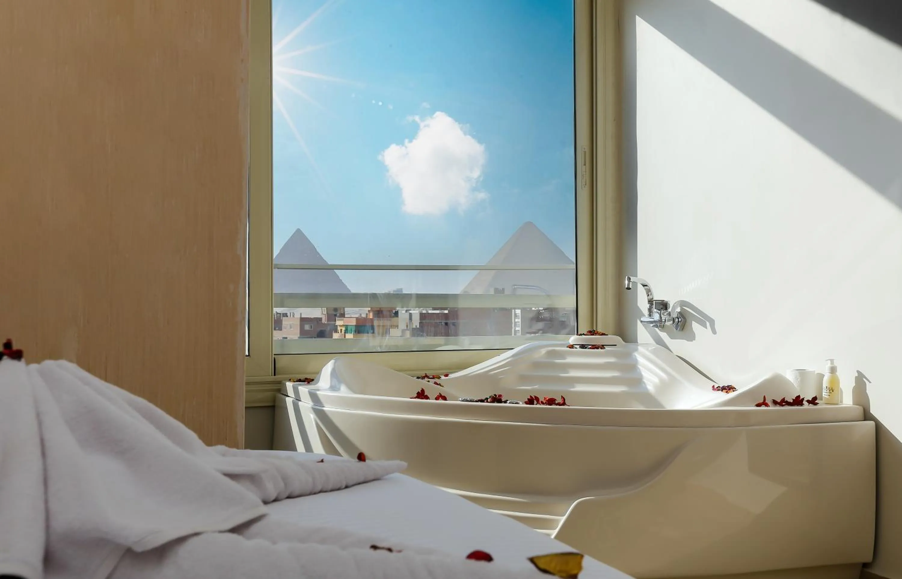 Bed in Rixoss tower Pyramids View