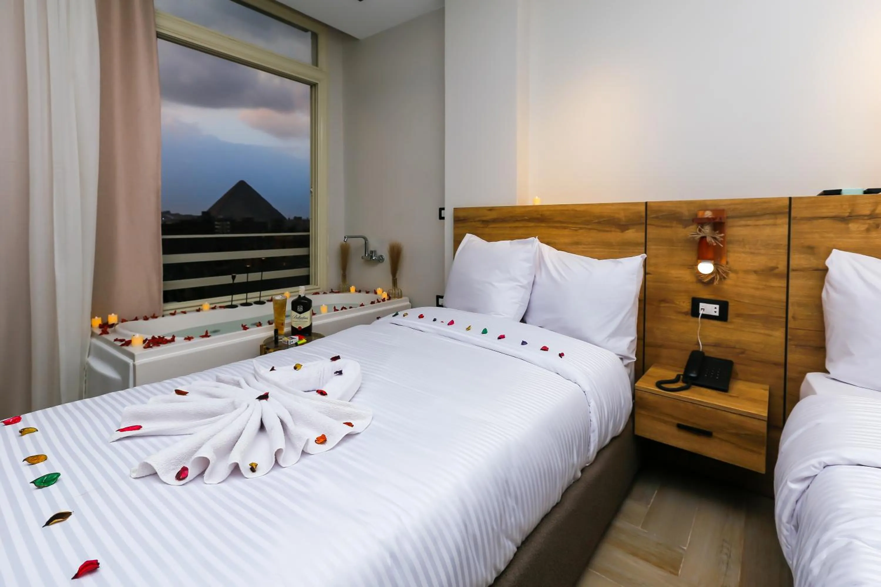 Bed in Rixoss tower Pyramids View