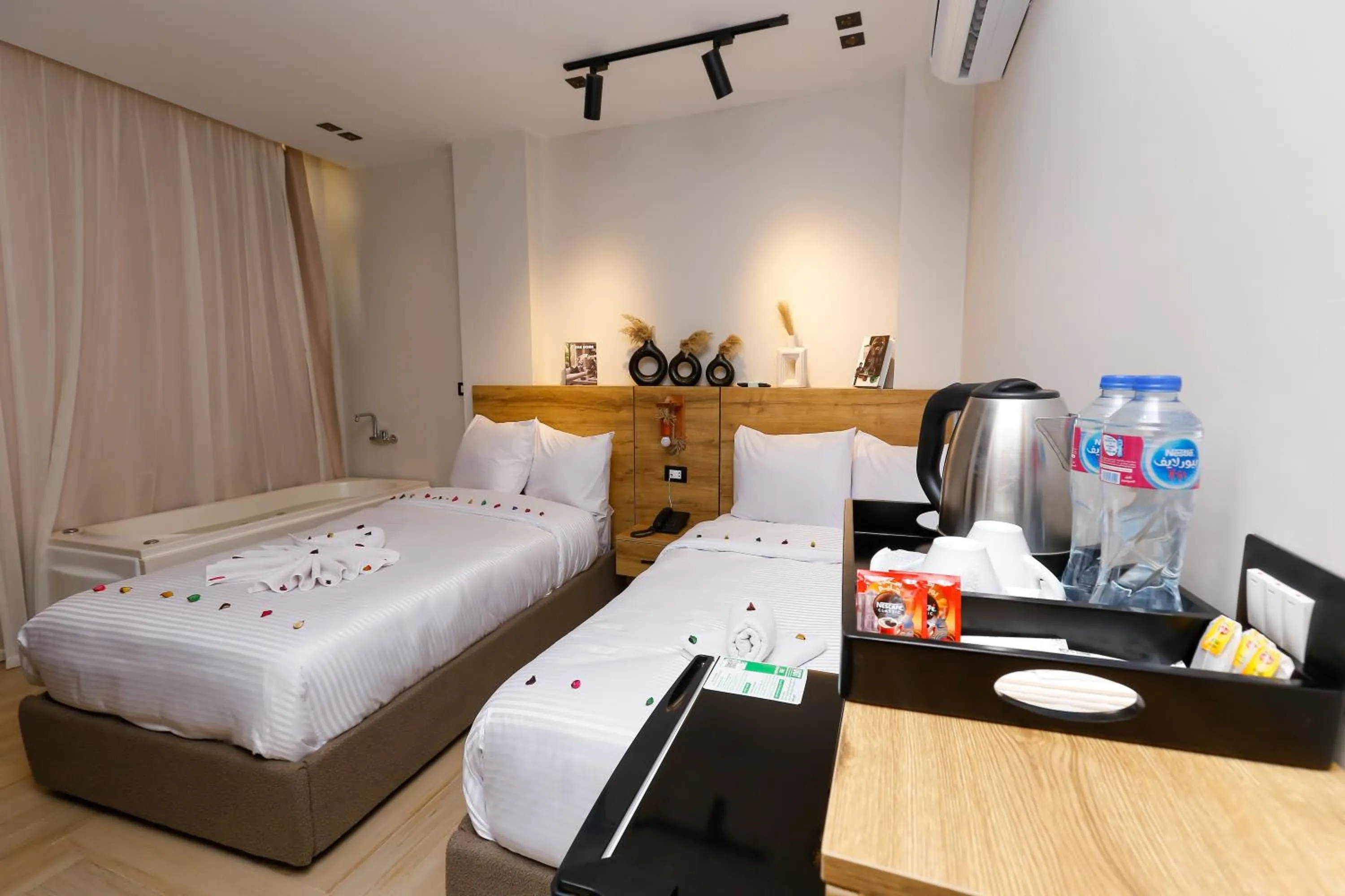 Bed in Rixoss tower Pyramids View