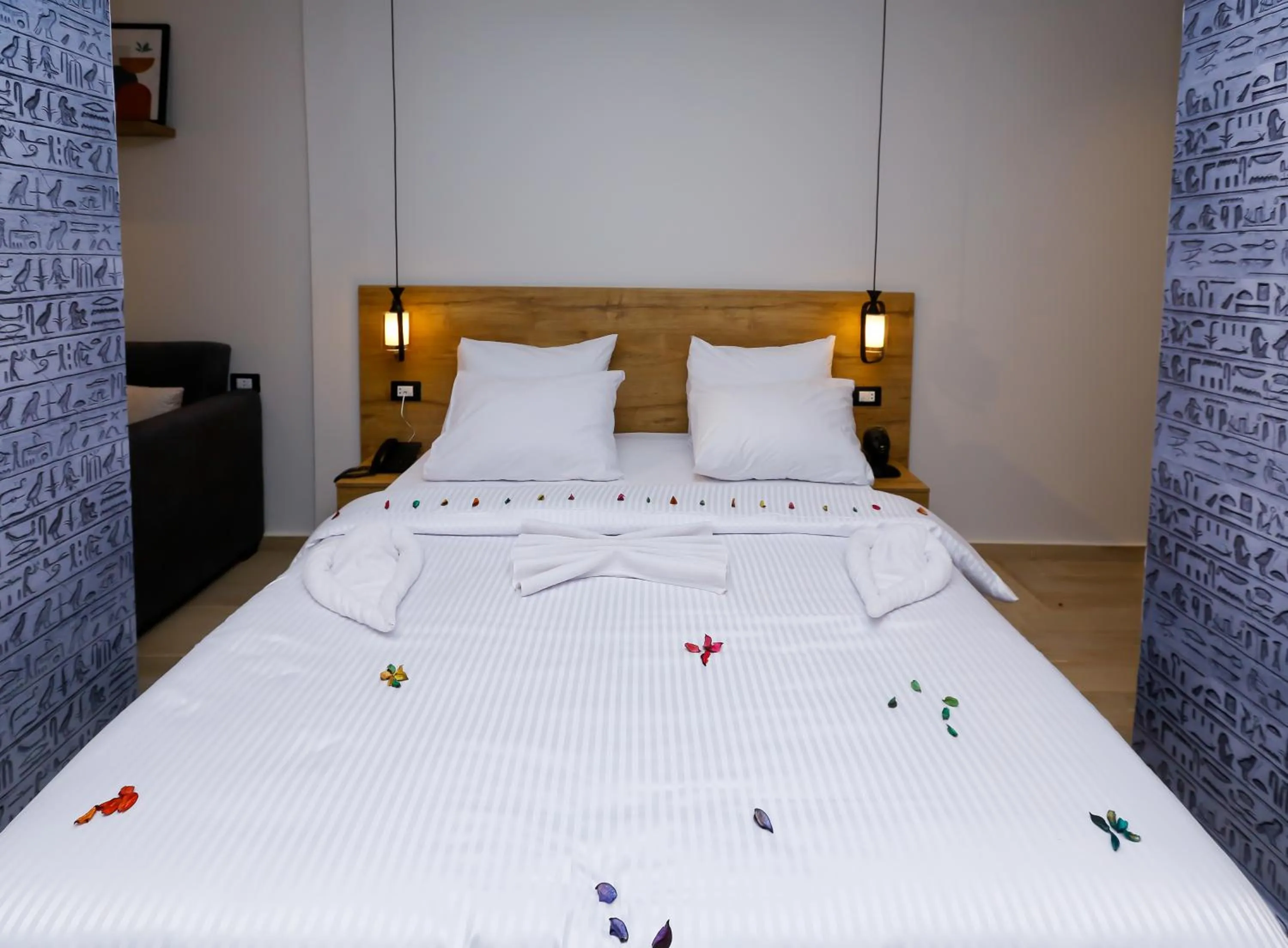 Bed in Rixoss tower Pyramids View