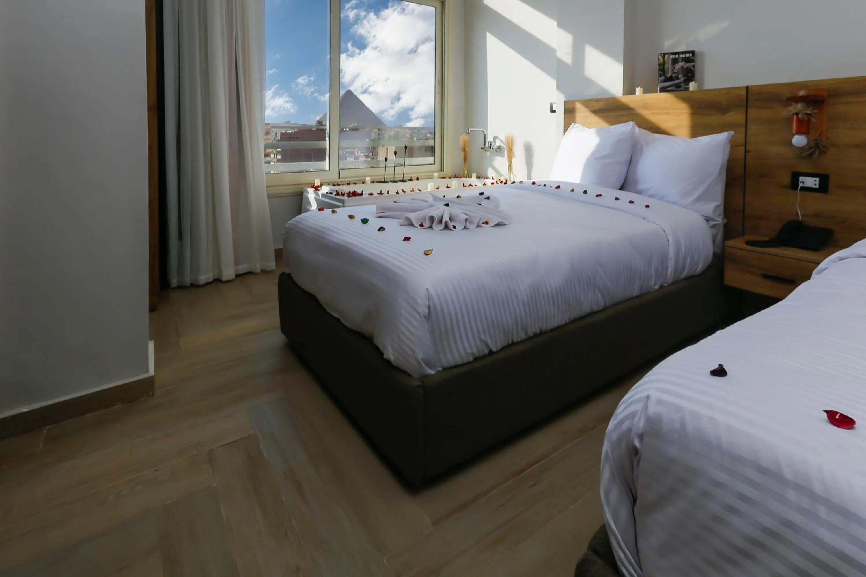 Bed in Rixoss tower Pyramids View