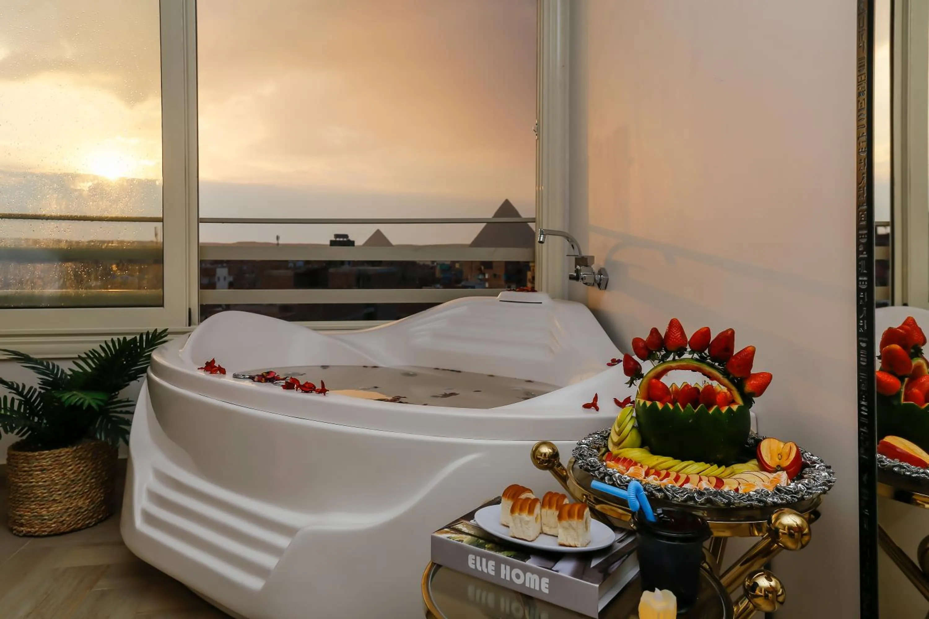 Hot Spring Bath in Rixoss tower Pyramids View