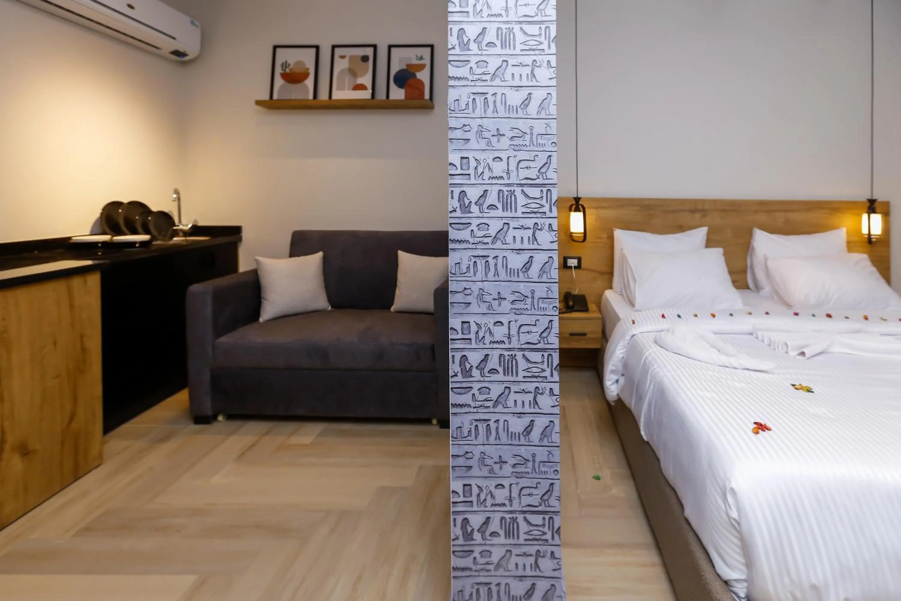 Bed in Rixoss tower Pyramids View