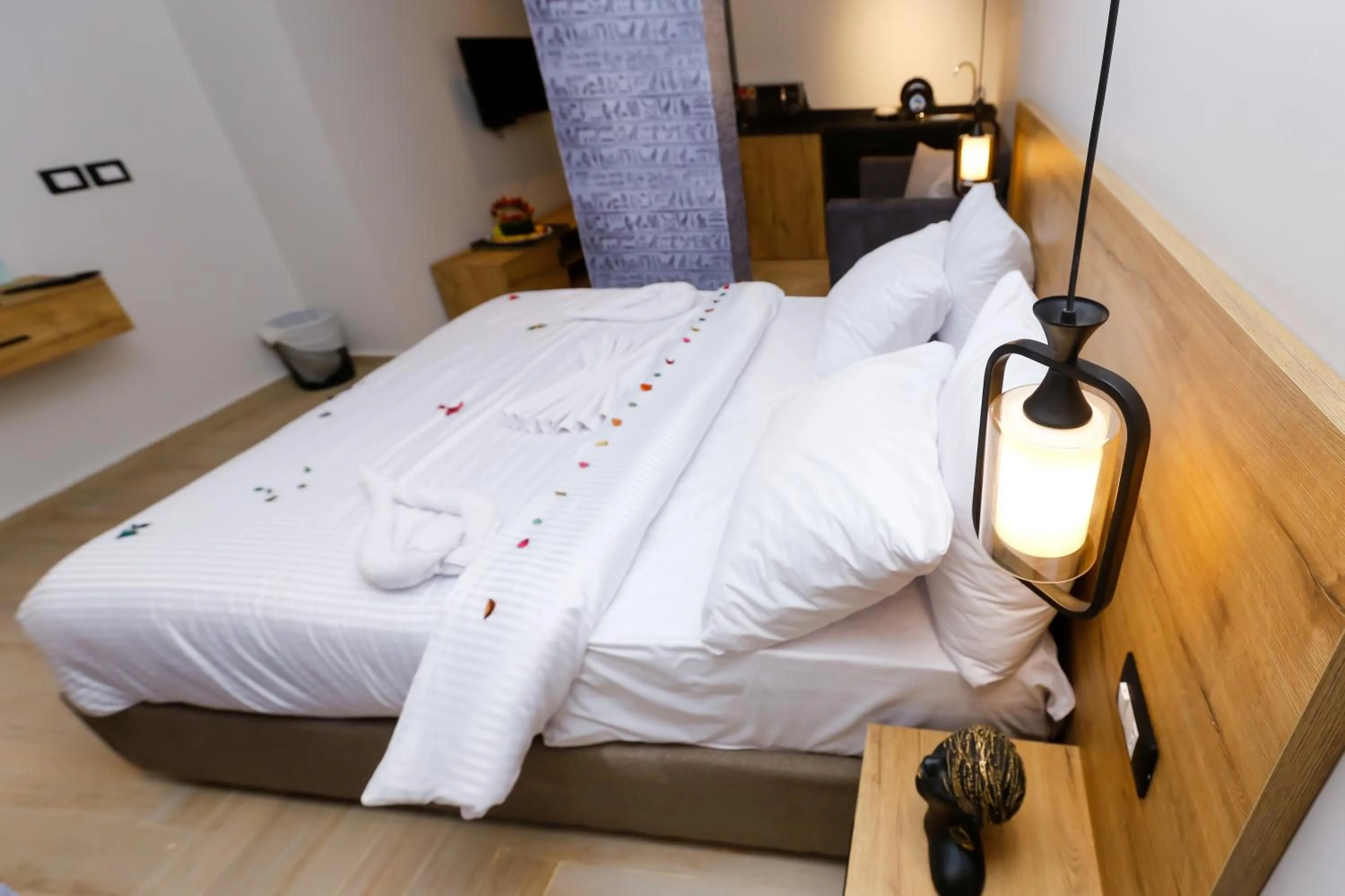 Bed in Rixoss tower Pyramids View