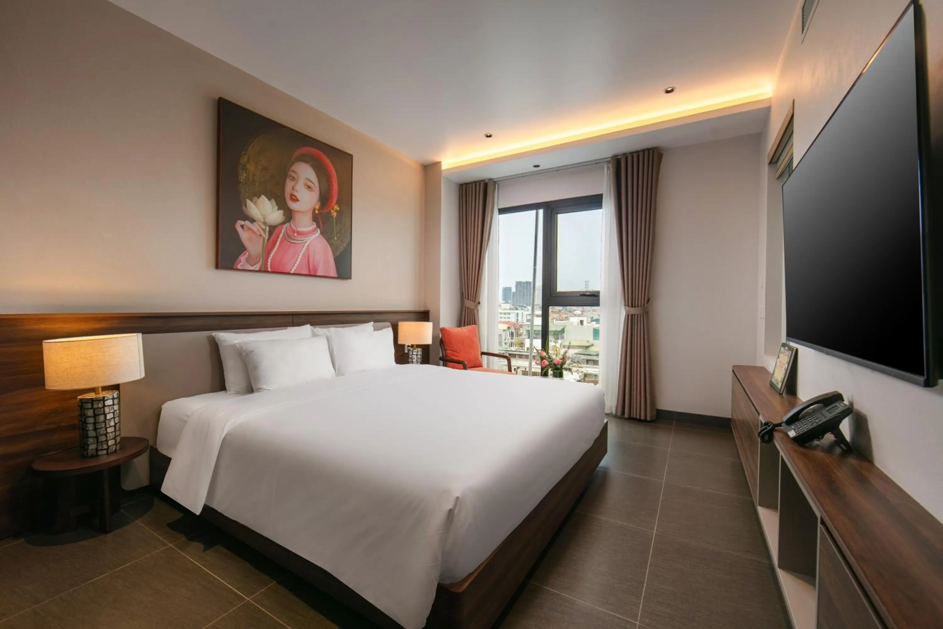 Communal lounge/ TV room, Bed in Hanoi Riverview Boutique Hotel & Apartment