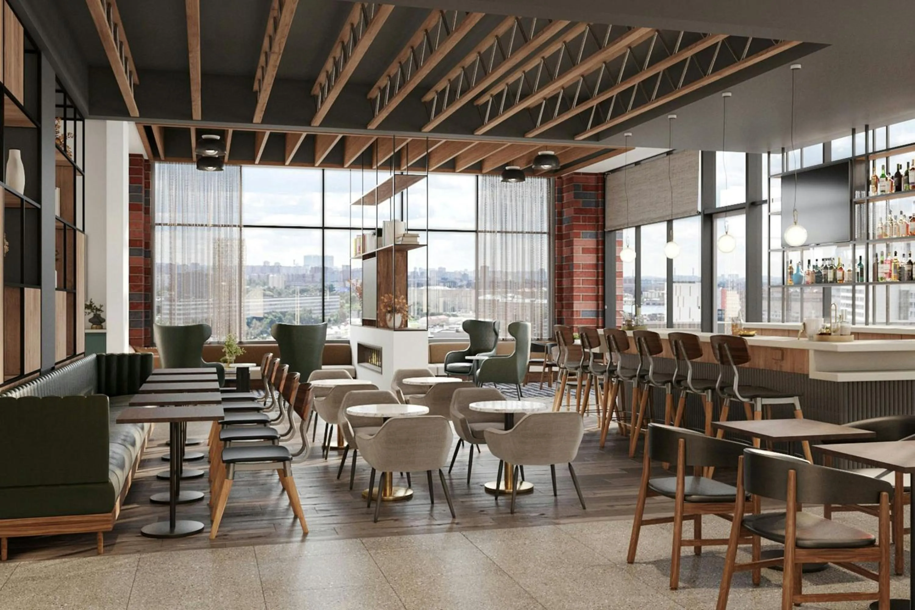 Lounge or bar in Residence Inn by Marriott Lincoln Downtown