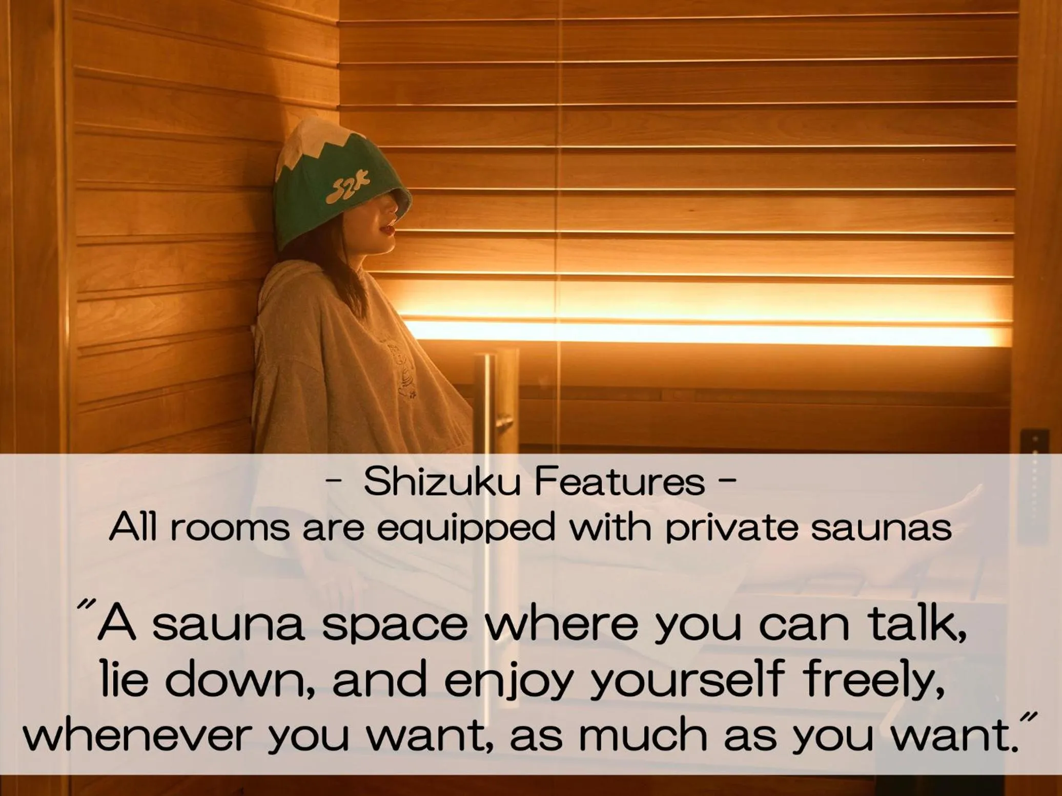 Text overlay in Mt Fuji View and Private Sauna Ryokan Shizuku
