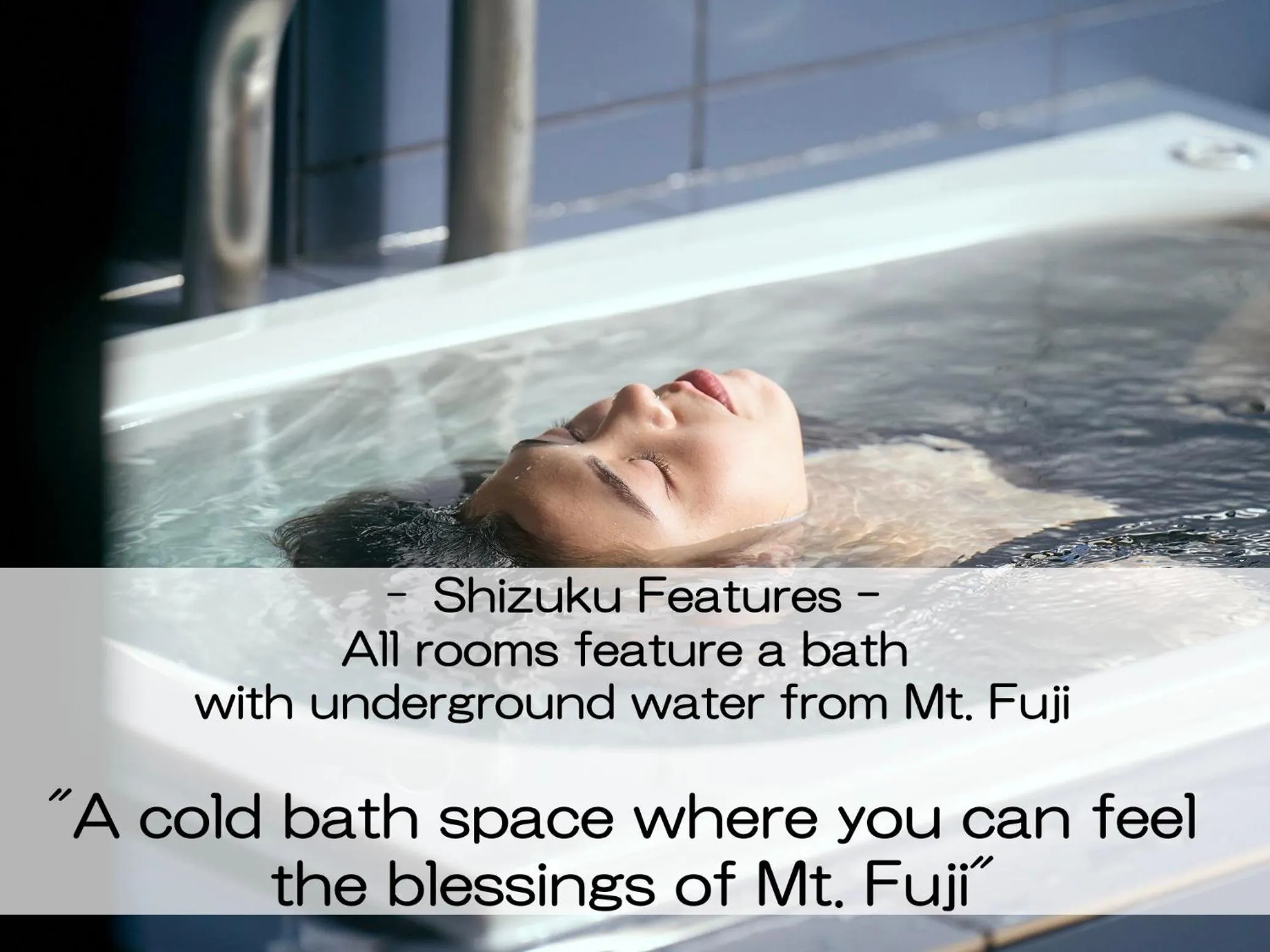 Text overlay in Mt Fuji View and Private Sauna Ryokan Shizuku