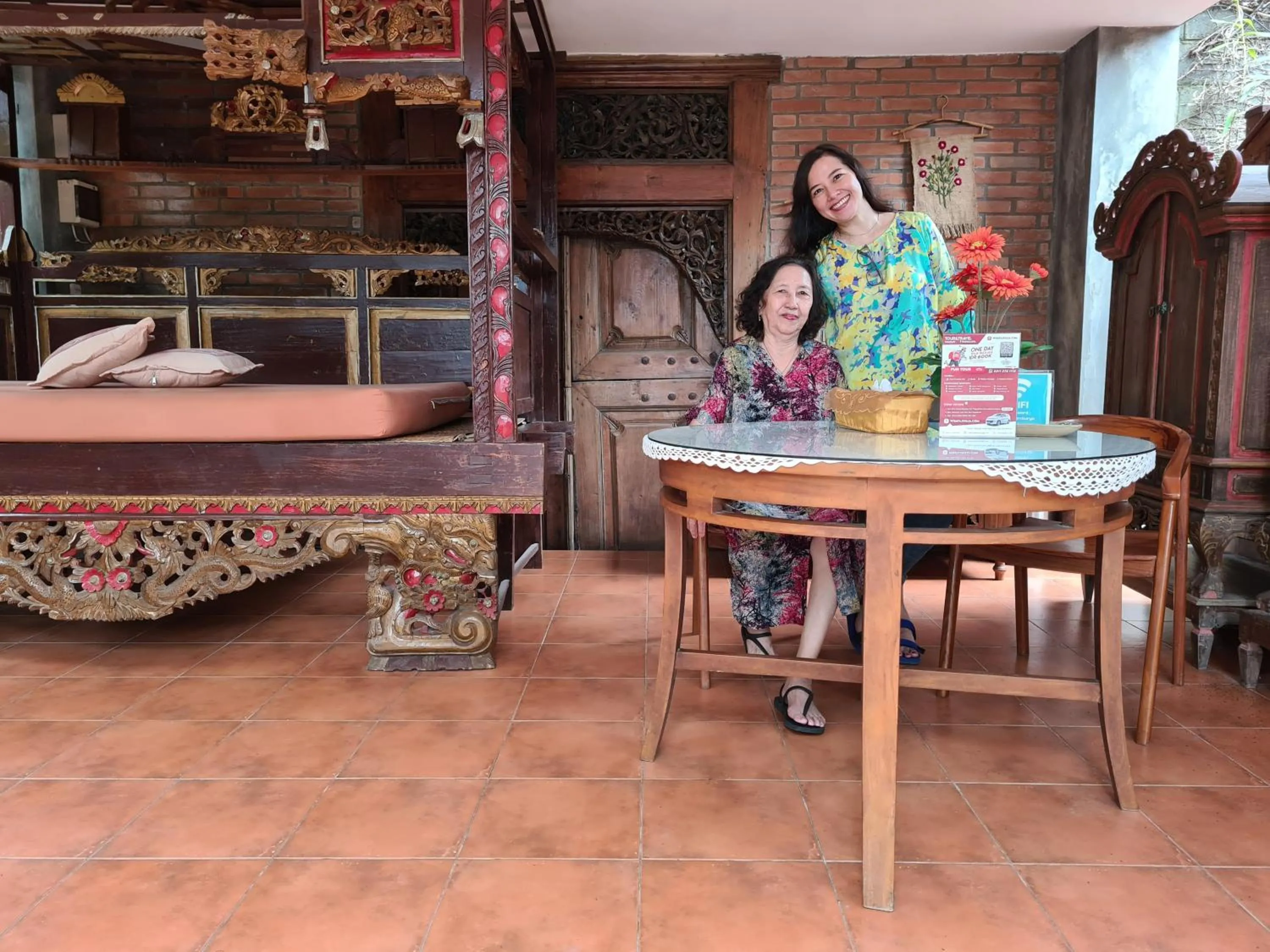 Seating area in Ndalem Suryo Saptono Guest House