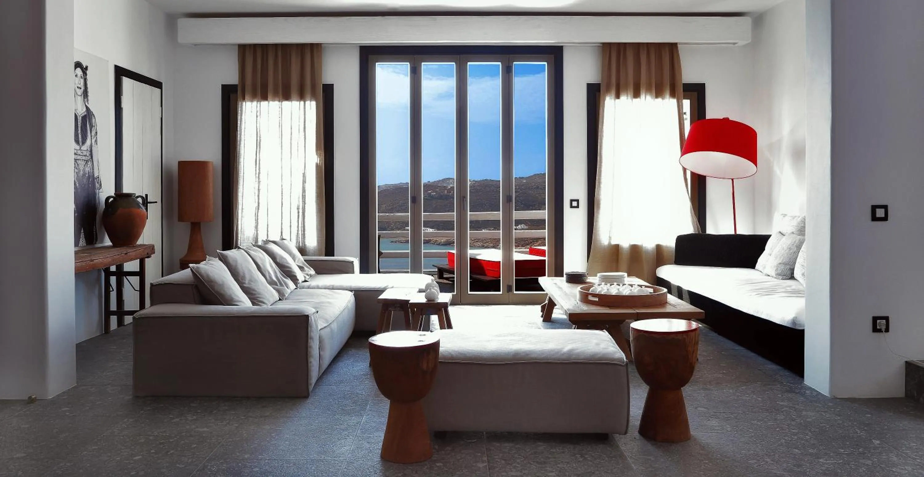 Living room in Myconian Avaton, a Member of Design Hotels